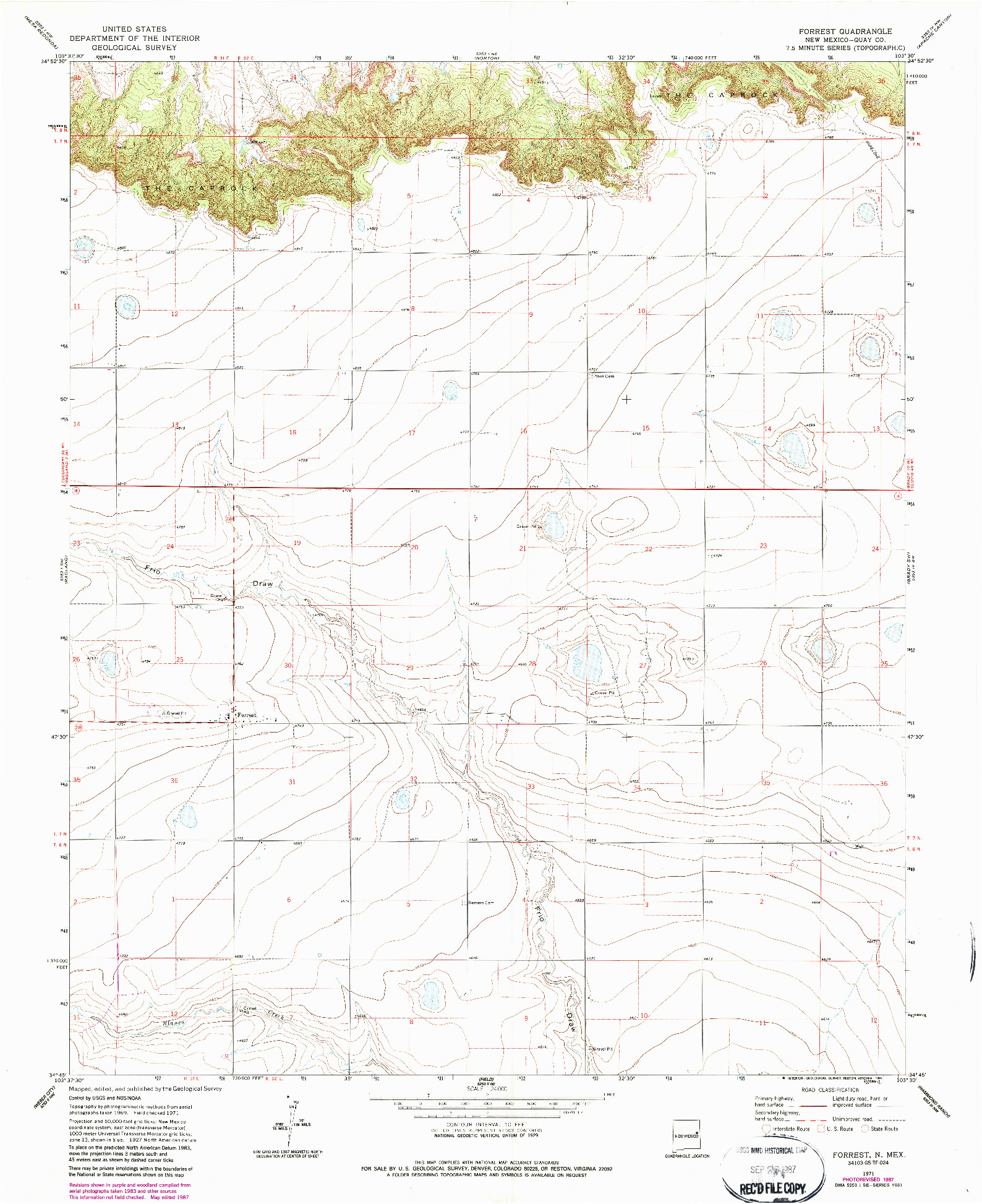 USGS 1:24000-SCALE QUADRANGLE FOR FORREST, NM 1971