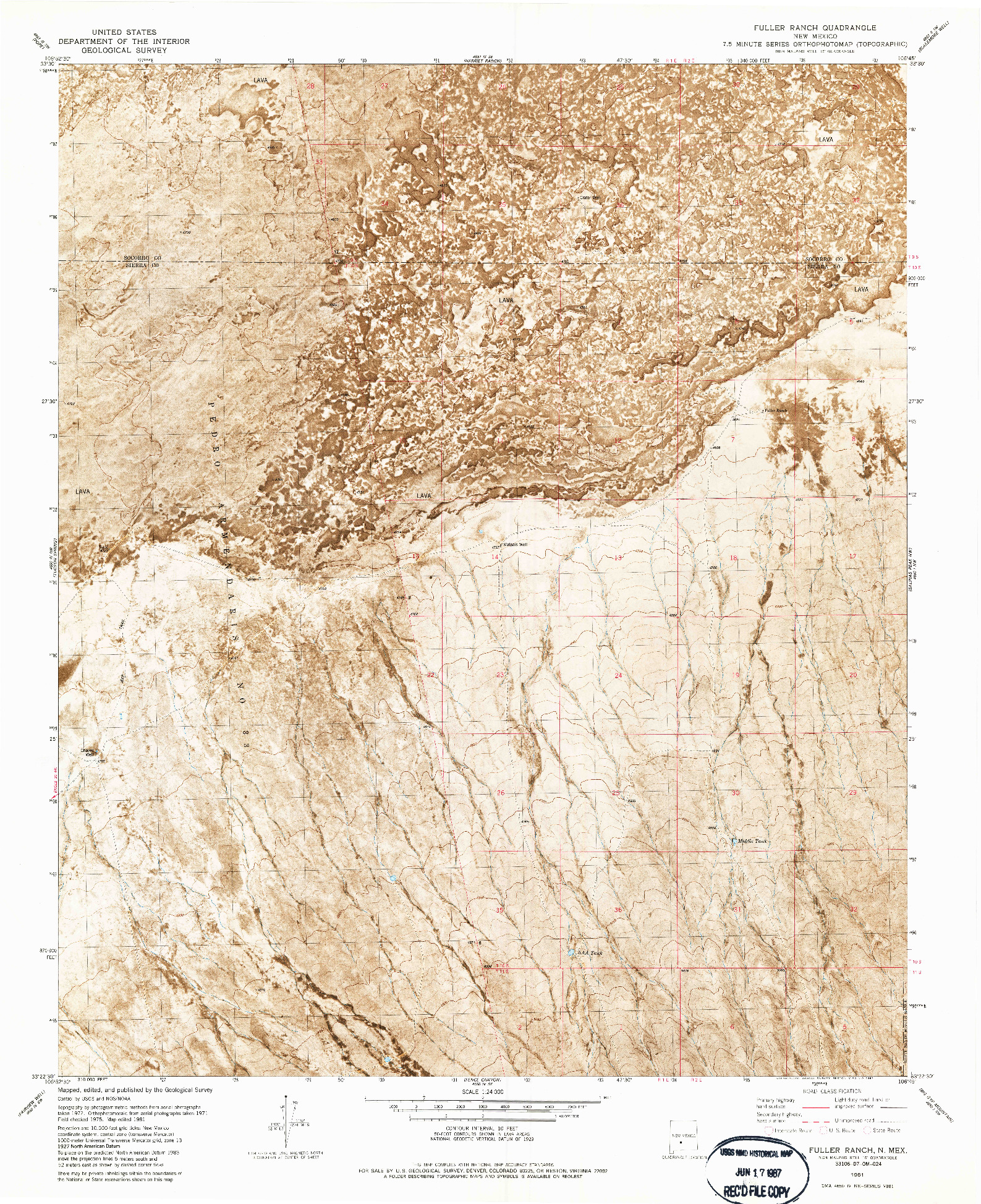 USGS 1:24000-SCALE QUADRANGLE FOR FULLER RANCH, NM 1981