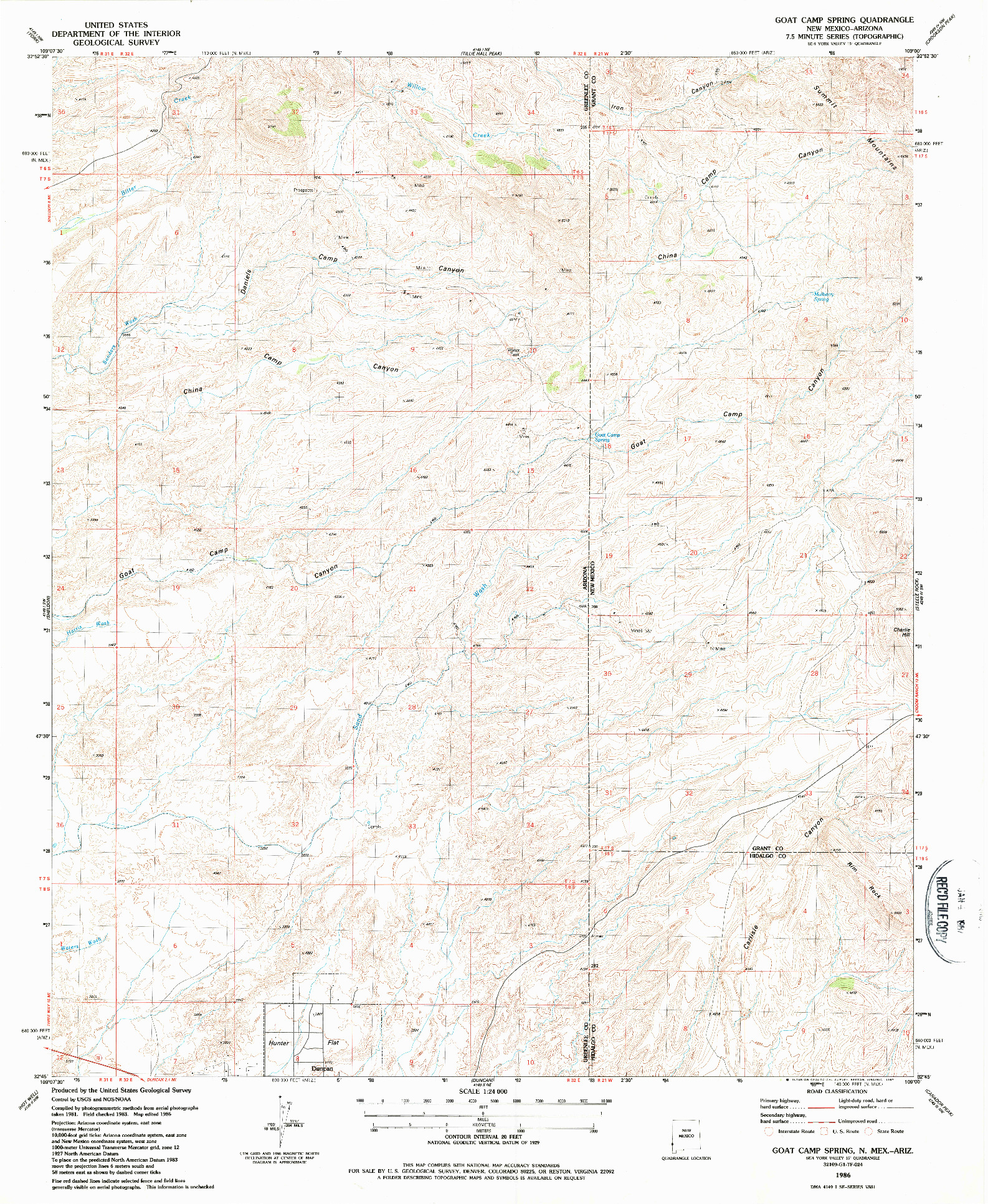 USGS 1:24000-SCALE QUADRANGLE FOR GOAT CAMP SPRING, NM 1986
