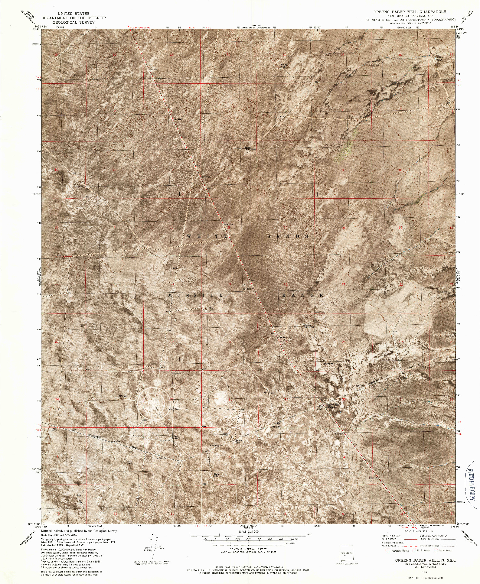 USGS 1:24000-SCALE QUADRANGLE FOR GREENS BABER WELL, NM 1981