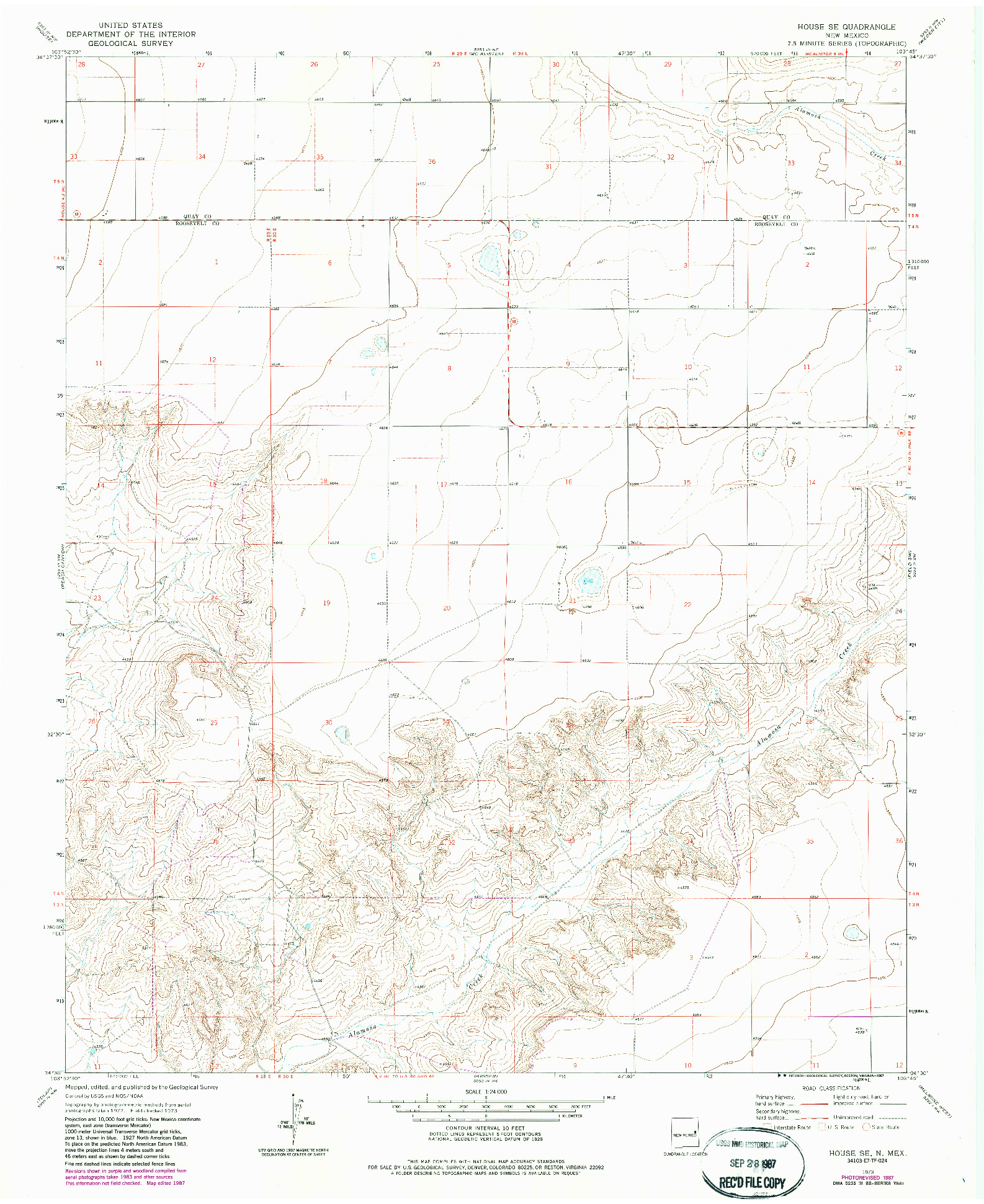 USGS 1:24000-SCALE QUADRANGLE FOR HOUSE SE, NM 1973