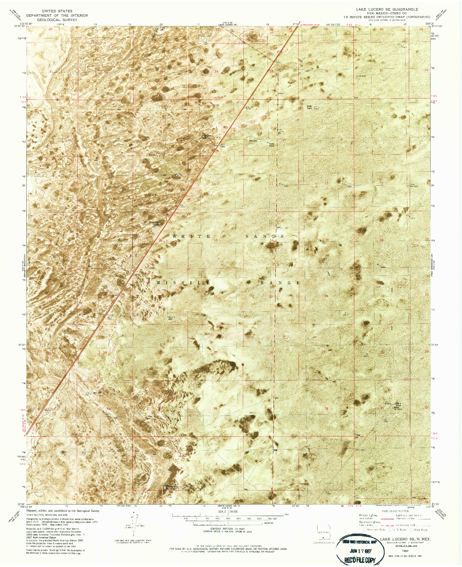 USGS 1:24000-SCALE QUADRANGLE FOR LAKE LUCERO, NM 1982