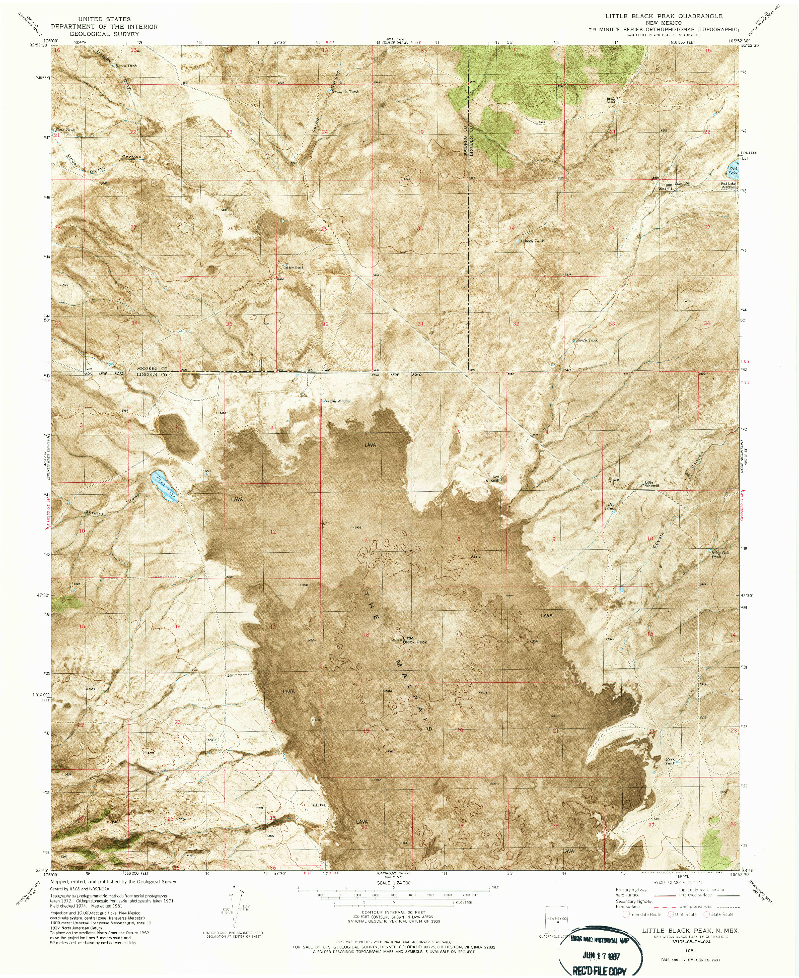 USGS 1:24000-SCALE QUADRANGLE FOR LITTLE BLACK PEAK, NM 1981