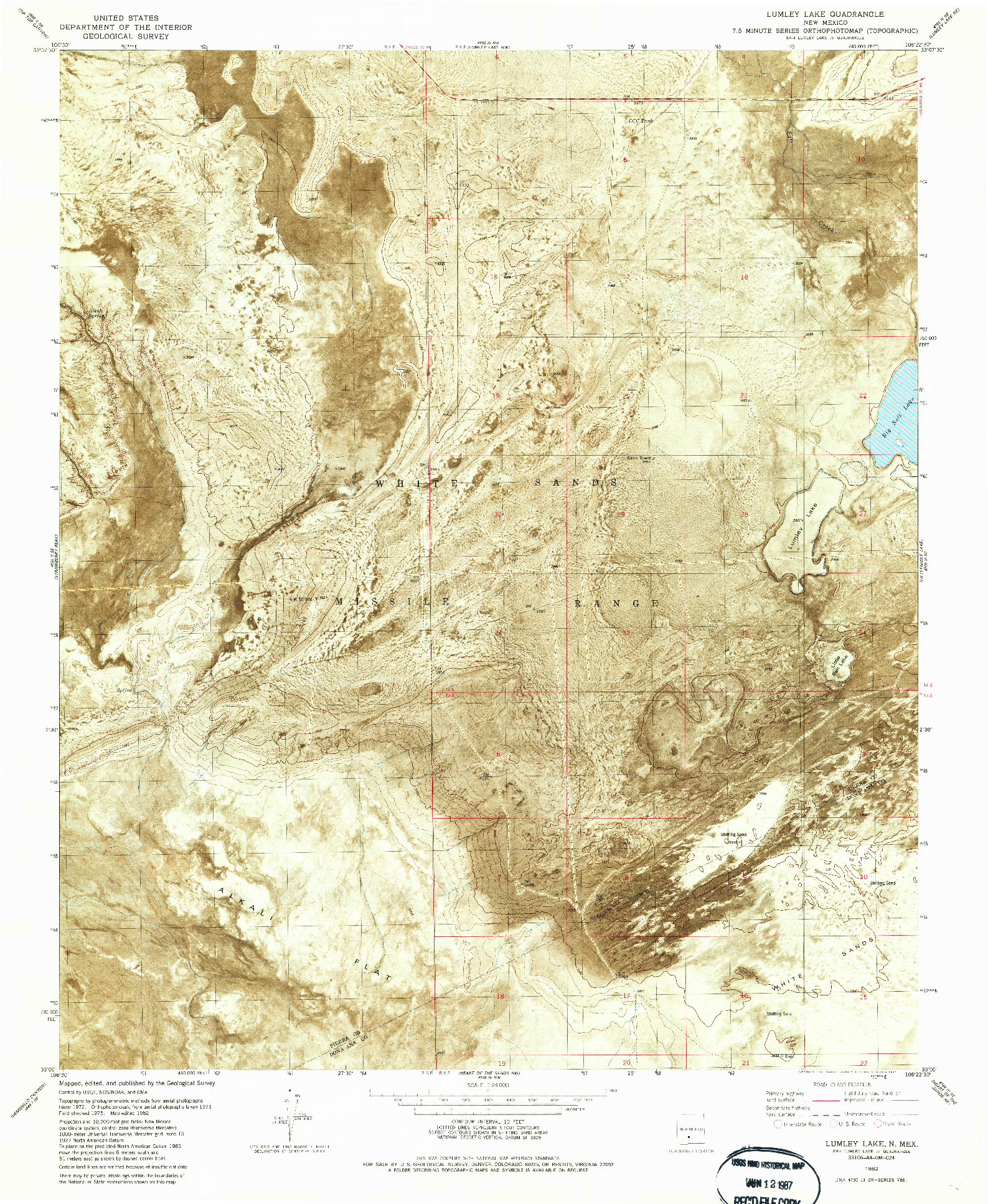 USGS 1:24000-SCALE QUADRANGLE FOR LUMLEY LAKE, NM 1982