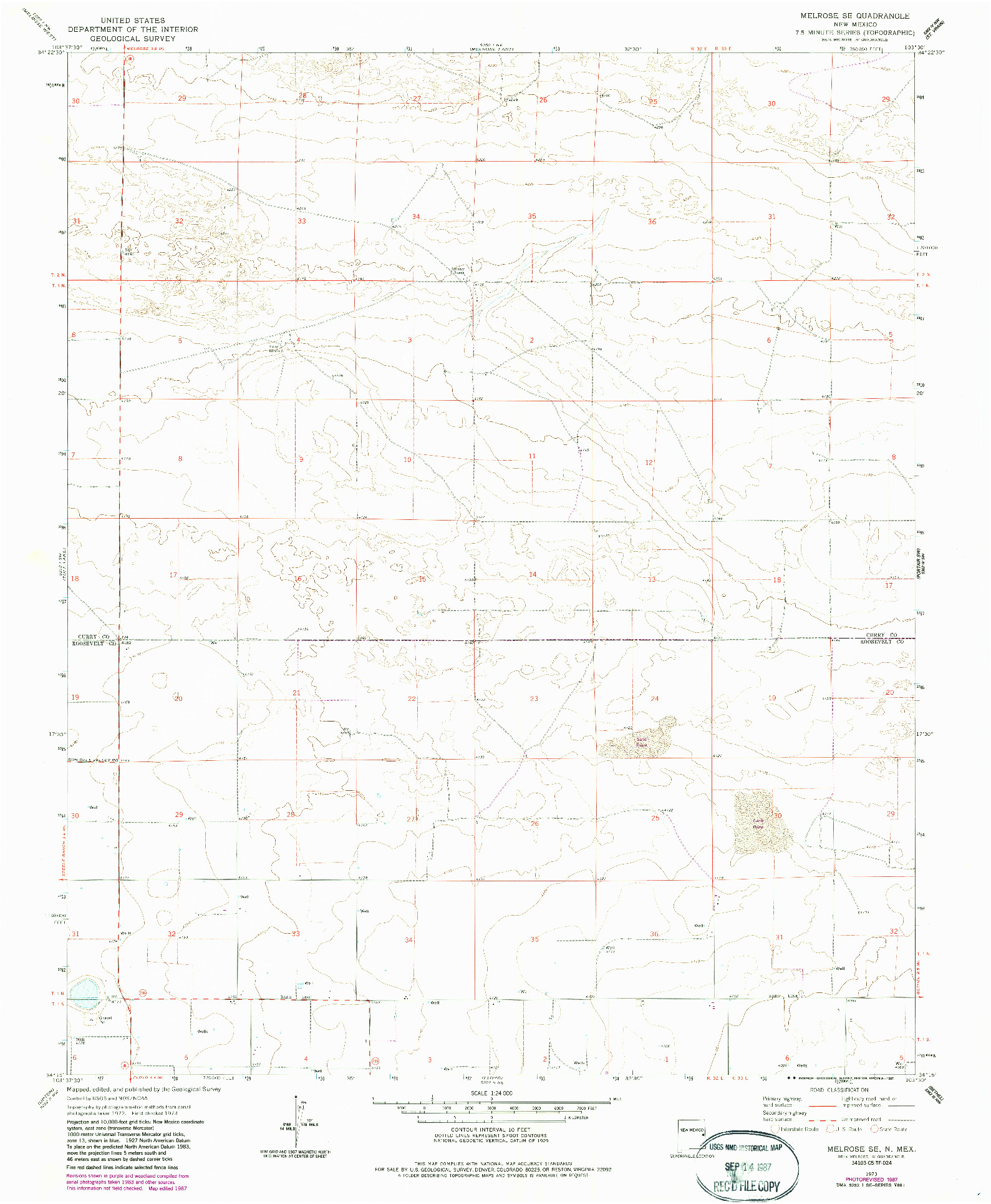 USGS 1:24000-SCALE QUADRANGLE FOR MELROSE SE, NM 1973