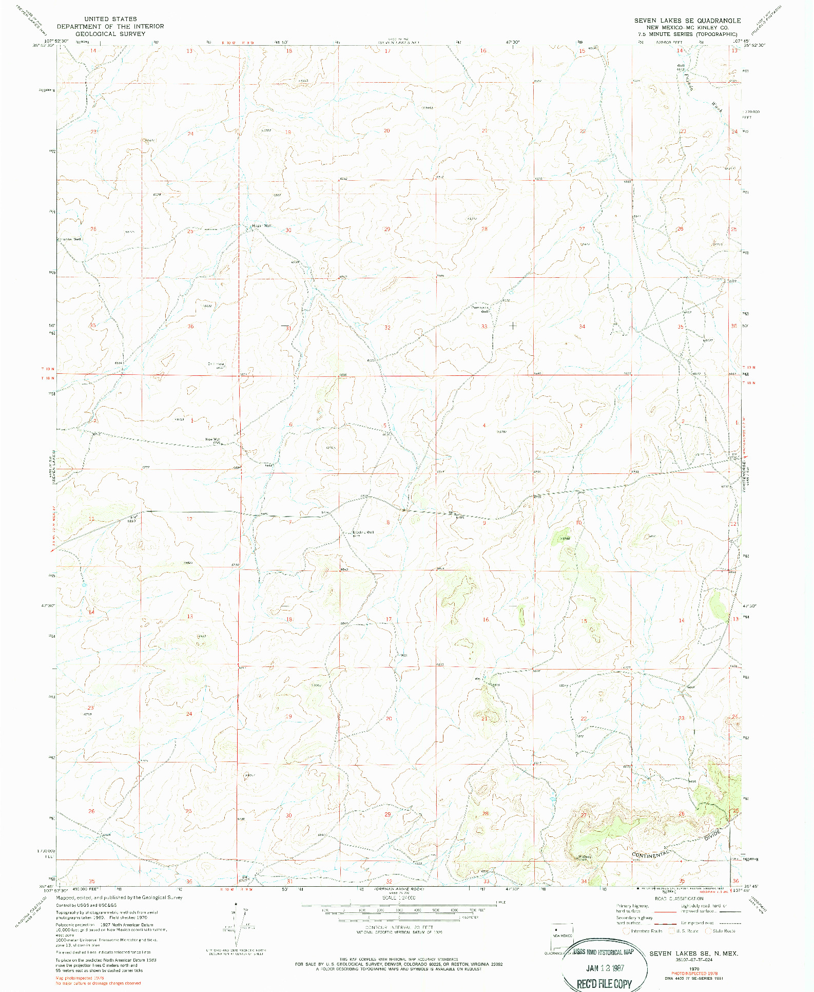 USGS 1:24000-SCALE QUADRANGLE FOR SEVEN LAKES SE, NM 1970