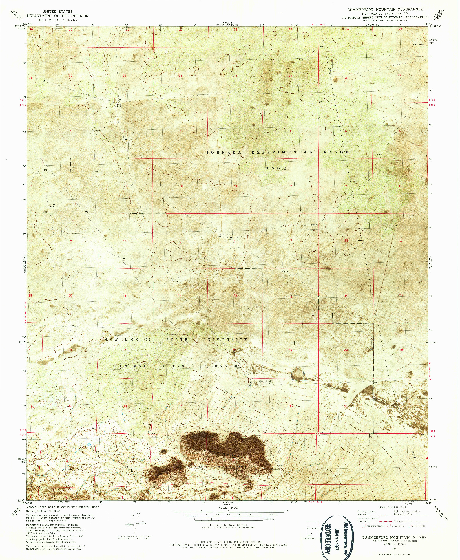 USGS 1:24000-SCALE QUADRANGLE FOR SUMMERFORD MOUNTAIN, NM 1982