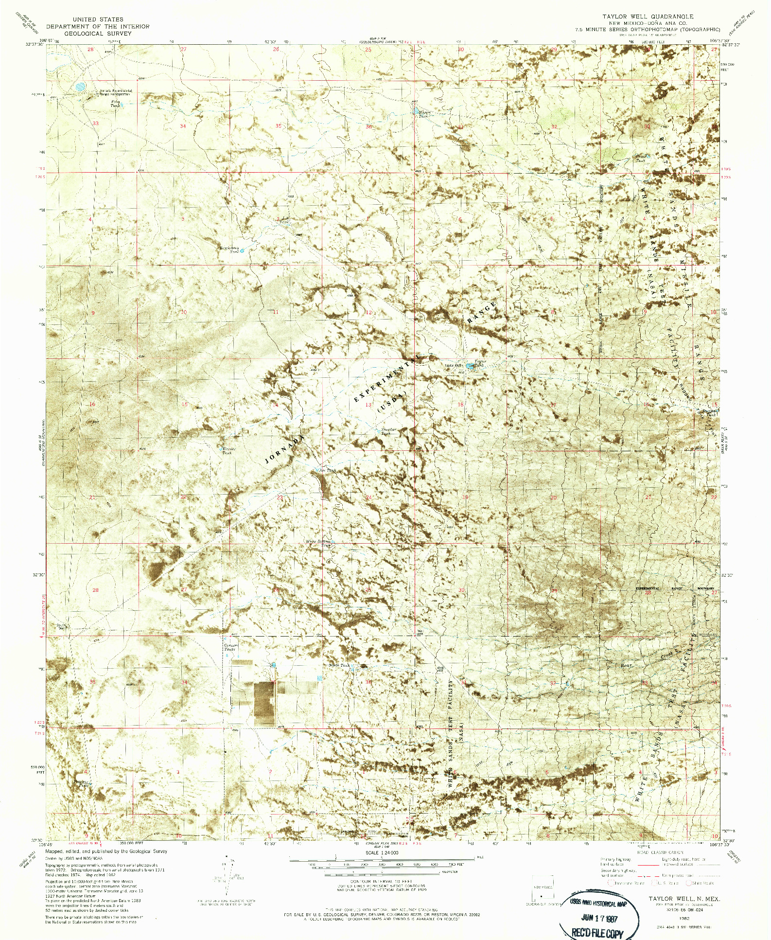 USGS 1:24000-SCALE QUADRANGLE FOR TAYLOR WELL, NM 1982