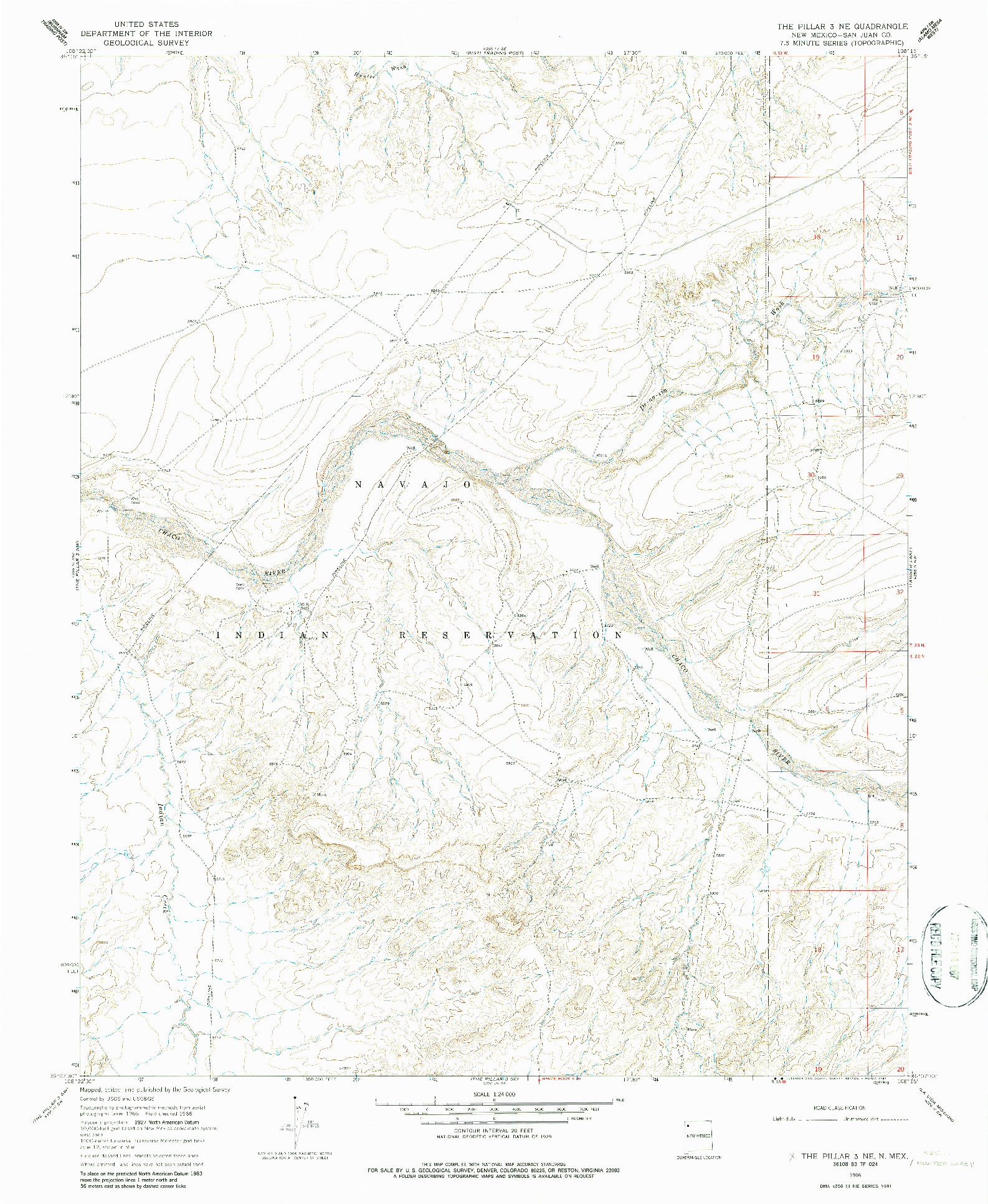 USGS 1:24000-SCALE QUADRANGLE FOR THE PILLAR 3 NE, NM 1966