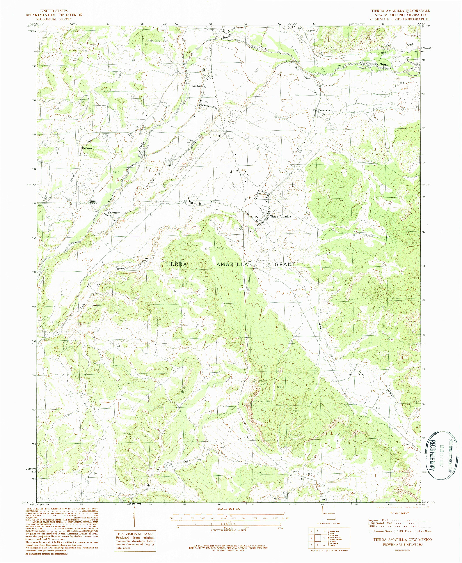 USGS 1:24000-SCALE QUADRANGLE FOR TIERRA AMARILLA, NM 1983