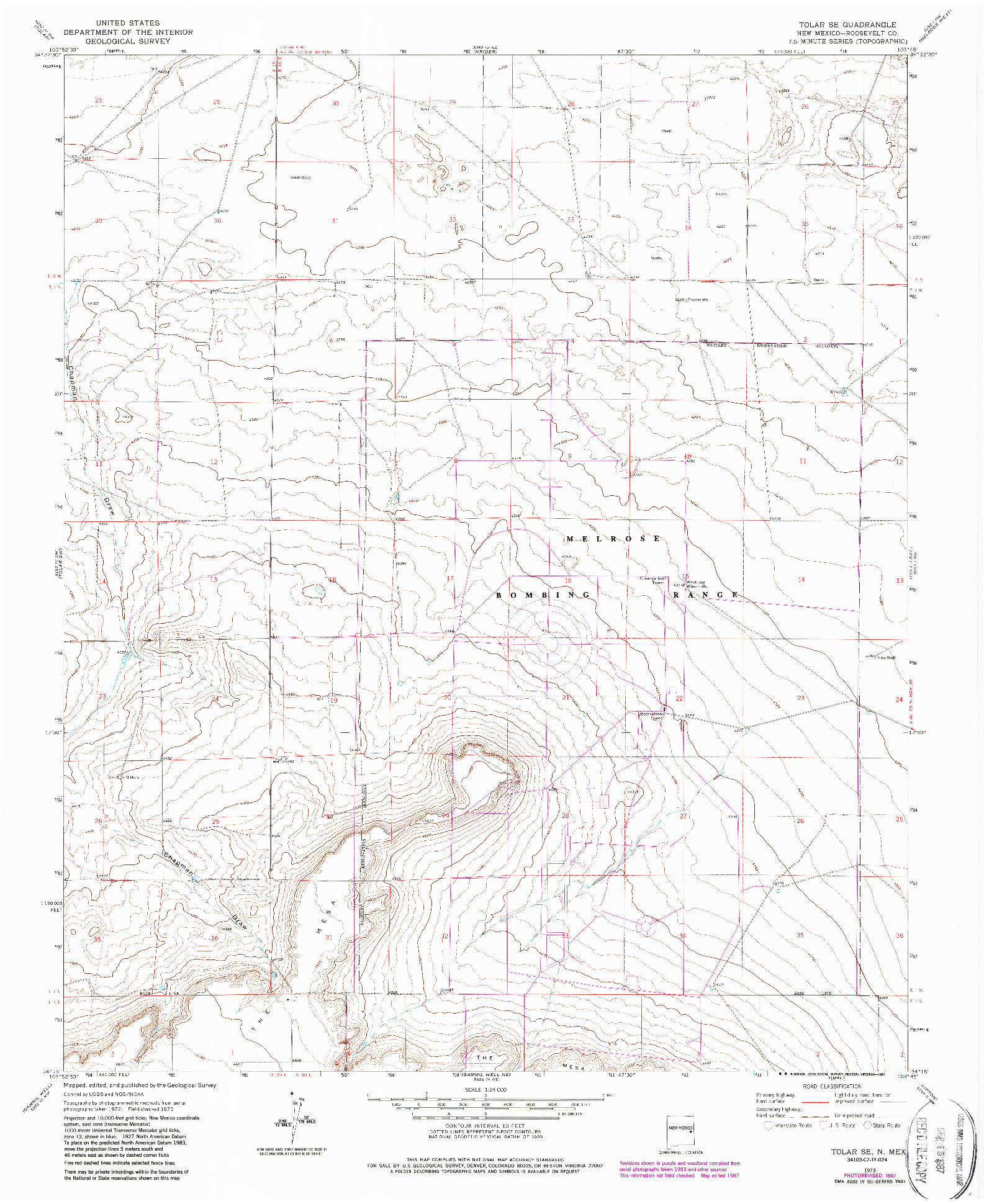 USGS 1:24000-SCALE QUADRANGLE FOR TOLAR SE, NM 1973
