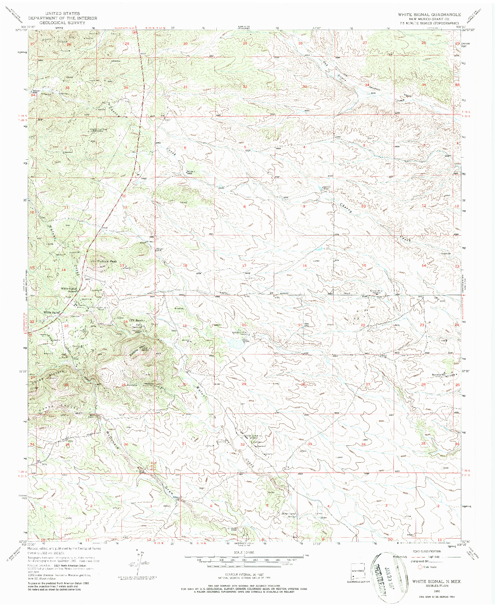 USGS 1:24000-SCALE QUADRANGLE FOR WHITE SIGNAL, NM 1950
