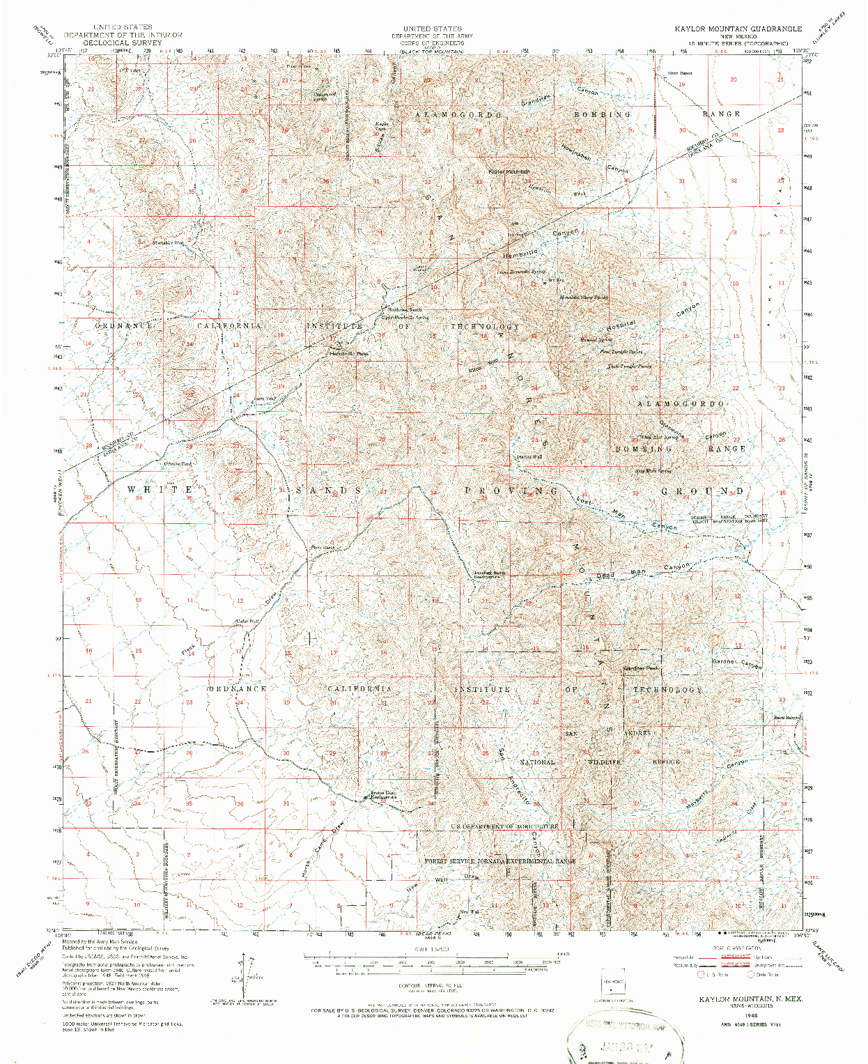 USGS 1:62500-SCALE QUADRANGLE FOR KAYLOR MOUNTAIN, NM 1948