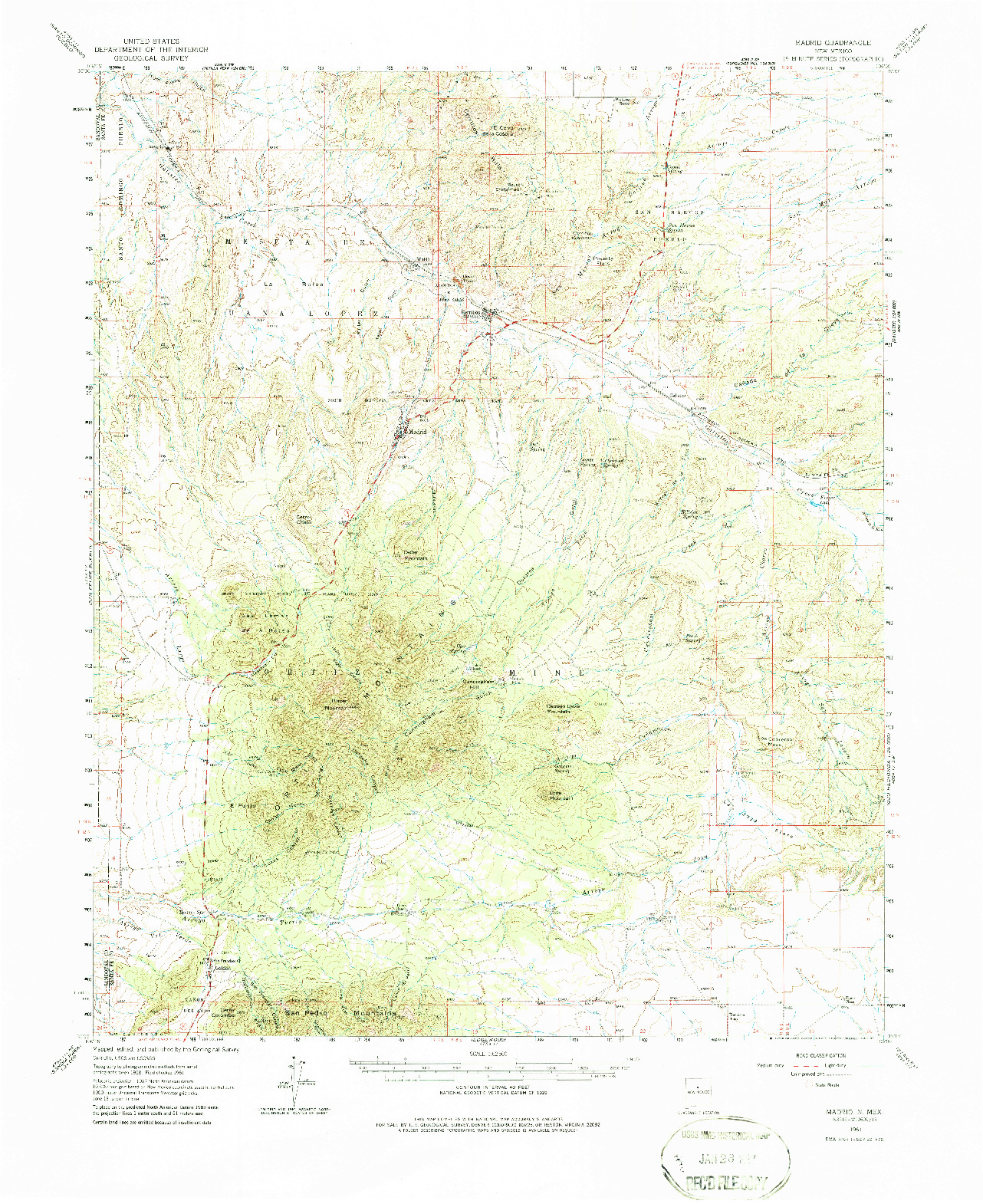 USGS 1:62500-SCALE QUADRANGLE FOR MADRID, NM 1961