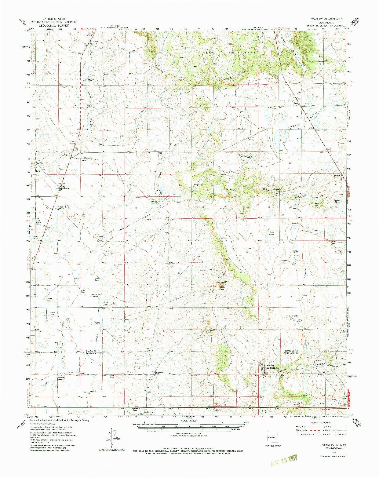 USGS 1:62500-SCALE QUADRANGLE FOR STANLEY, NM 1960