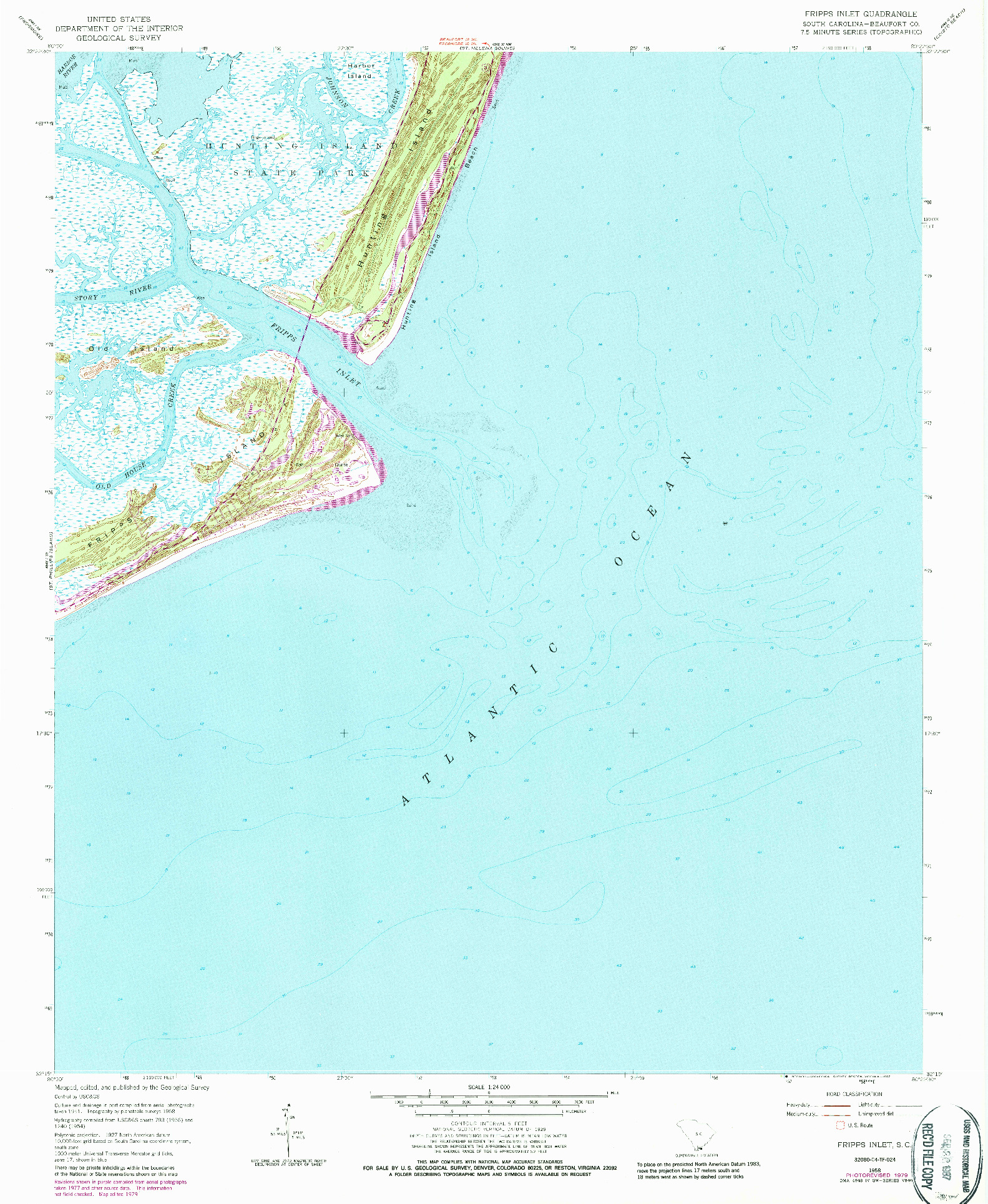 USGS 1:24000-SCALE QUADRANGLE FOR FRIPPS INLET, SC 1958