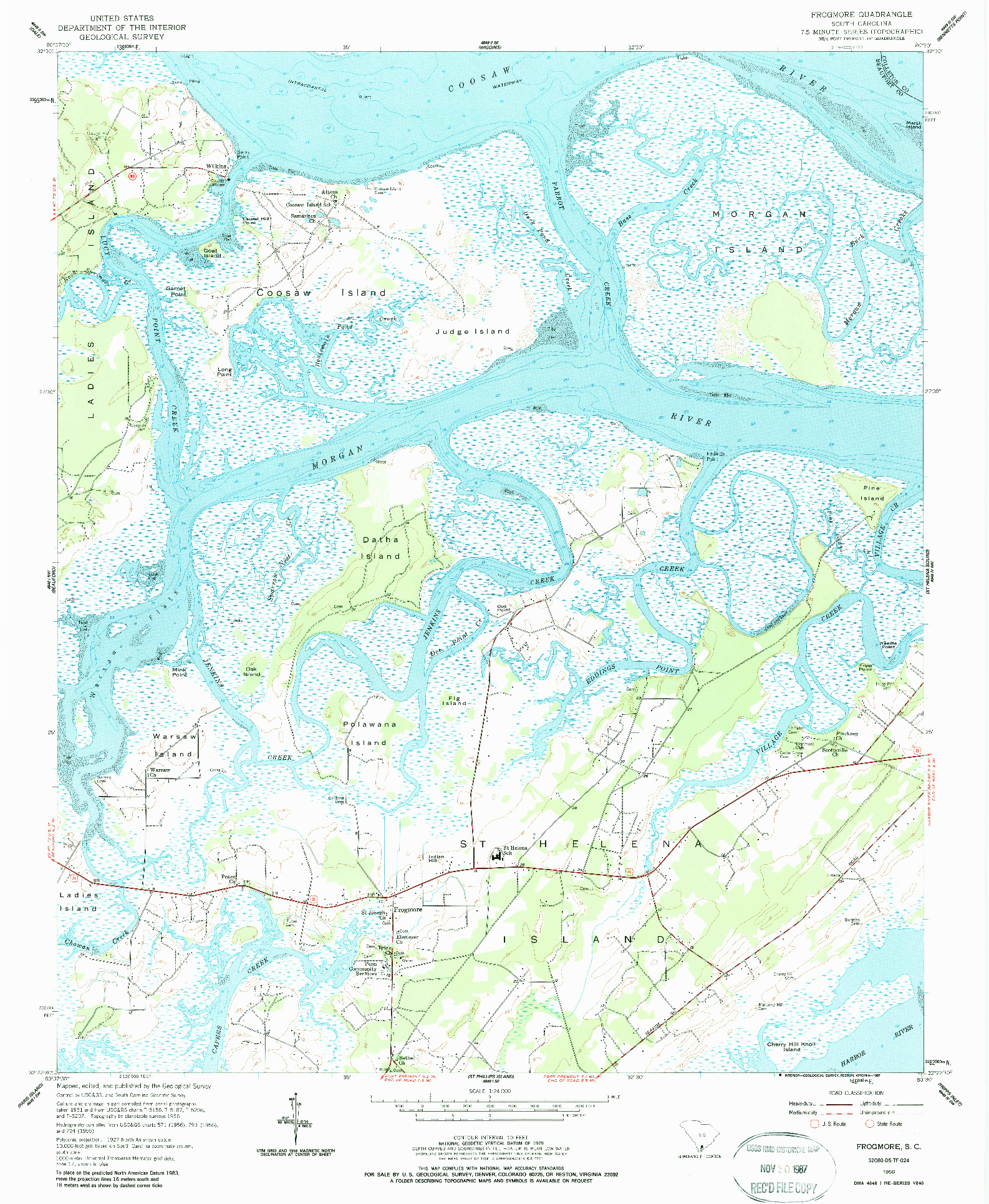 USGS 1:24000-SCALE QUADRANGLE FOR FROGMORE, SC 1956