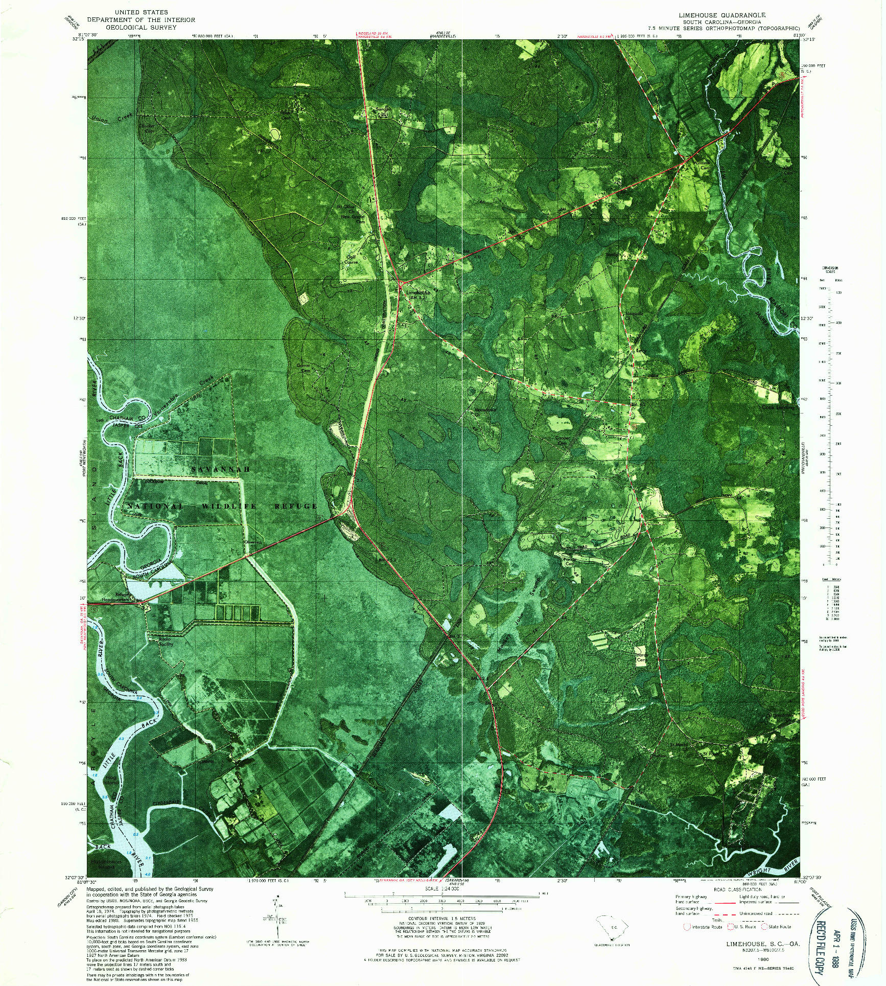 USGS 1:24000-SCALE QUADRANGLE FOR LIMEHOUSE, SC 1980