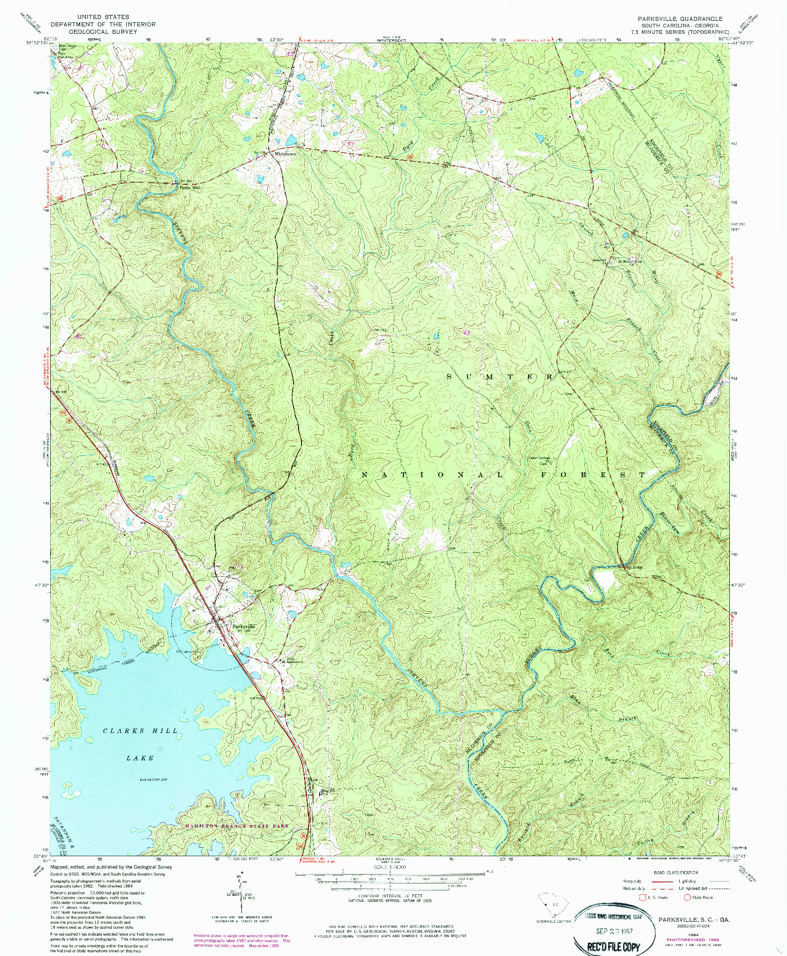 USGS 1:24000-SCALE QUADRANGLE FOR PARKSVILLE, SC 1964