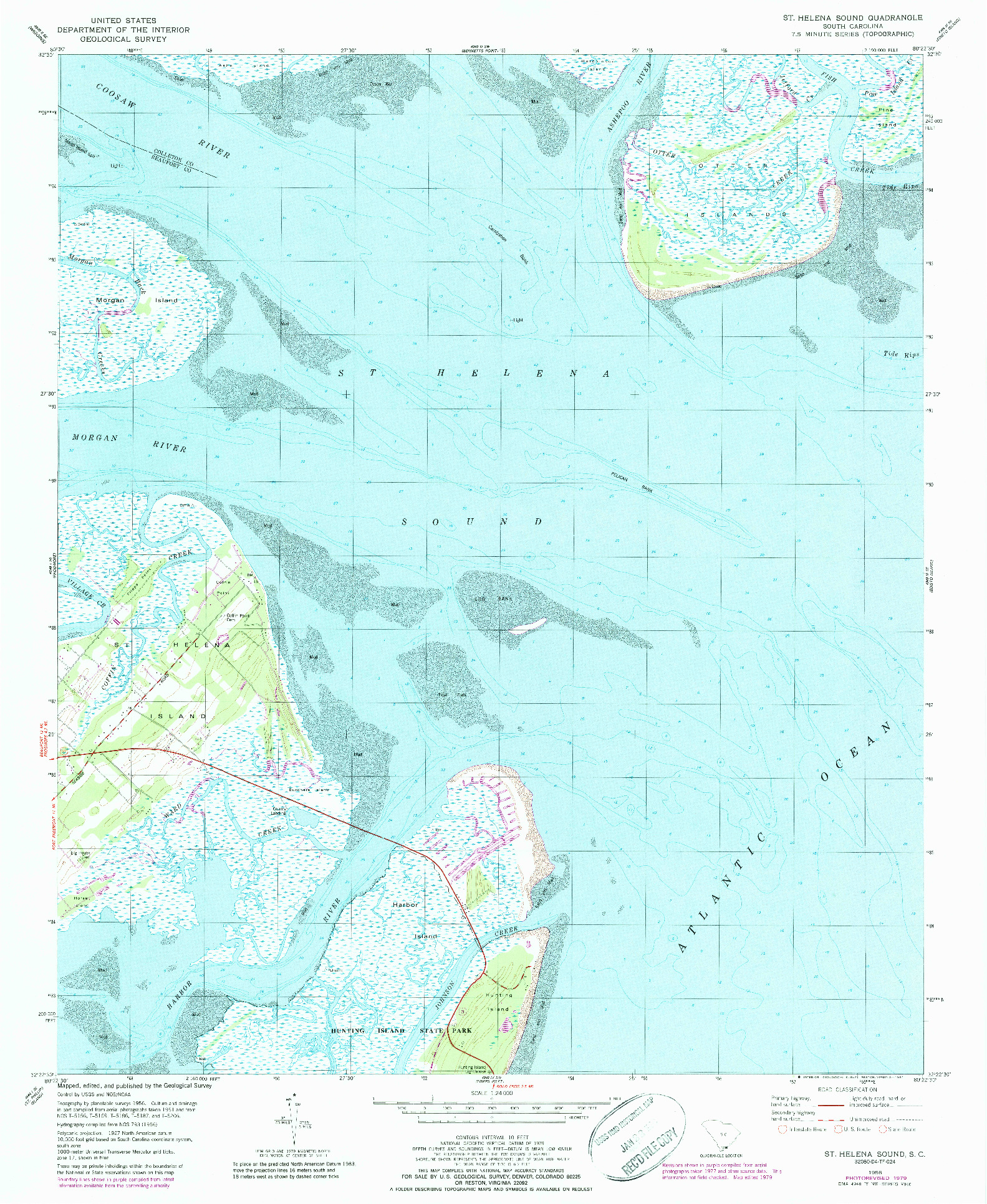 USGS 1:24000-SCALE QUADRANGLE FOR ST. HELENA SOUND, SC 1956