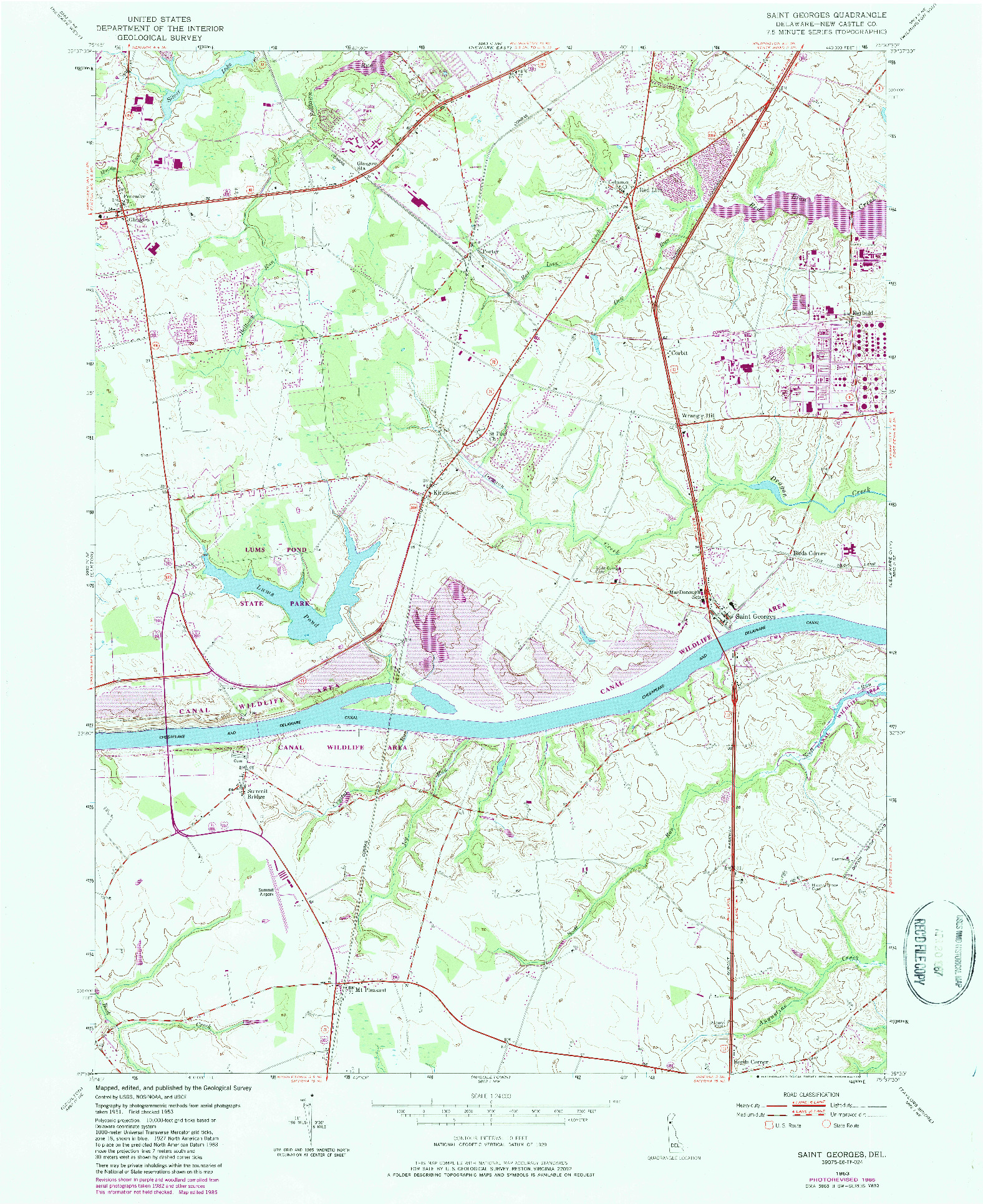 USGS 1:24000-SCALE QUADRANGLE FOR SAINT GEORGES, DE 1953