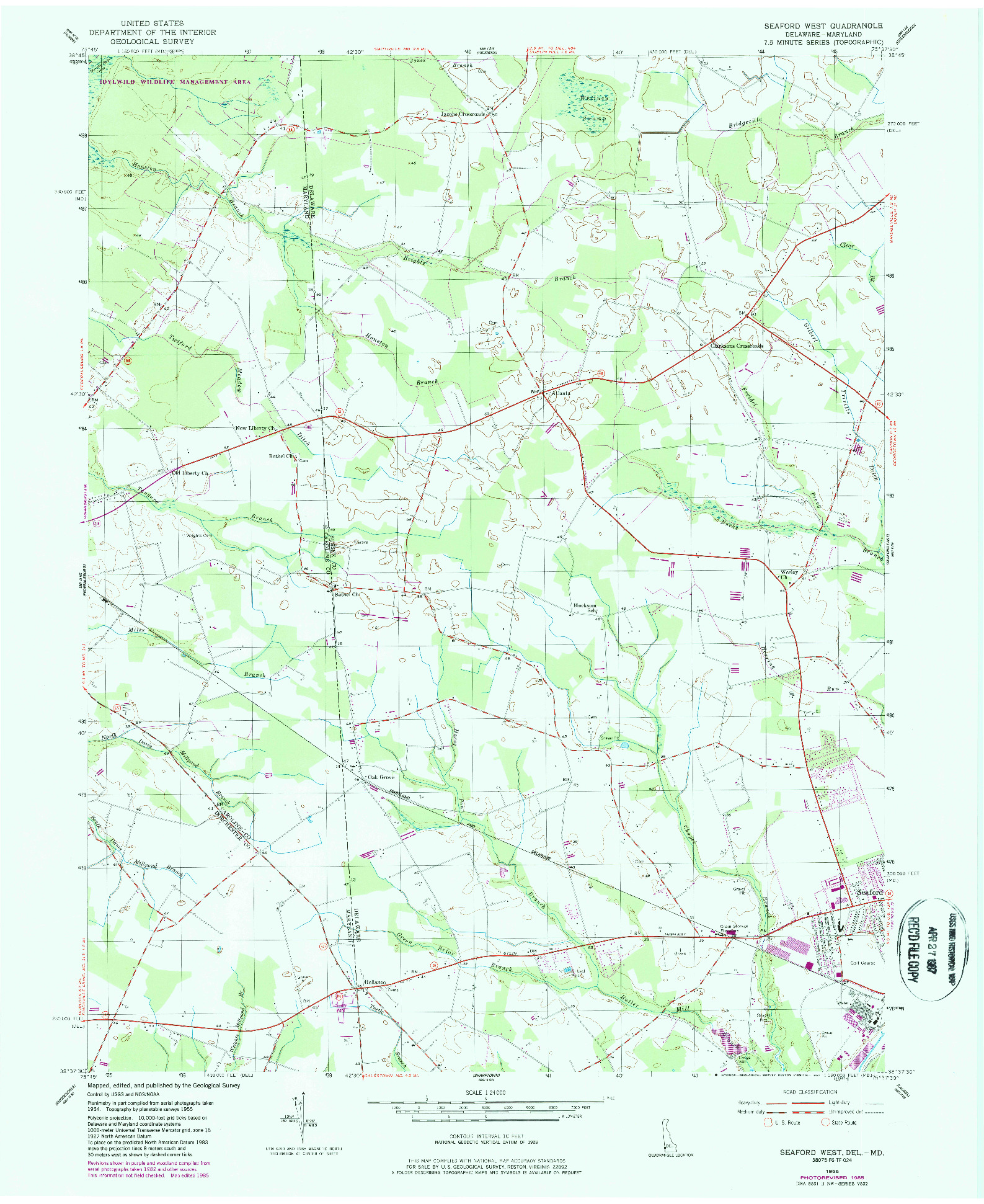 USGS 1:24000-SCALE QUADRANGLE FOR SEAFORD WEST, DE 1955