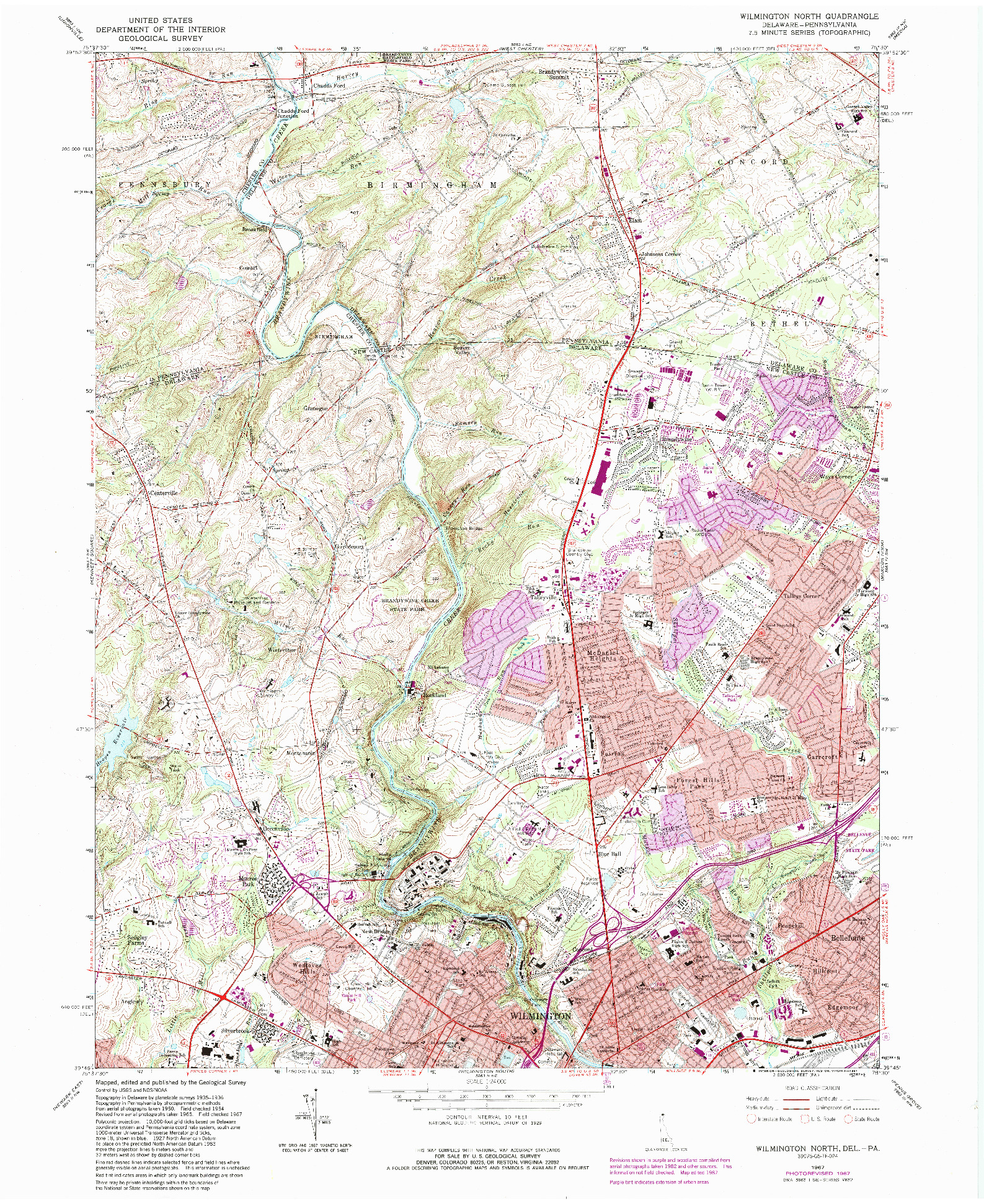 USGS 1:24000-SCALE QUADRANGLE FOR WILMINGTON NORTH, DE 1967