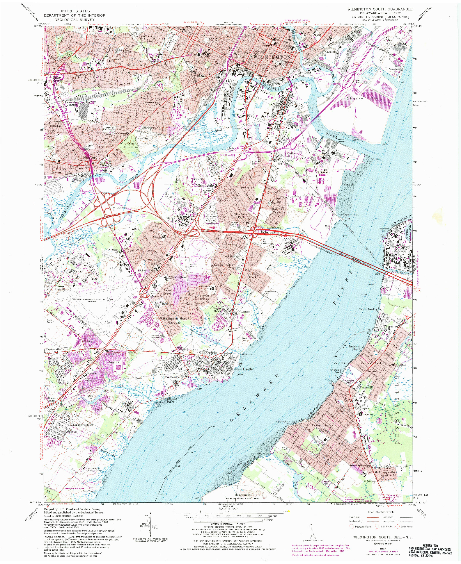 USGS 1:24000-SCALE QUADRANGLE FOR WILMINGTON SOUTH, DE 1967