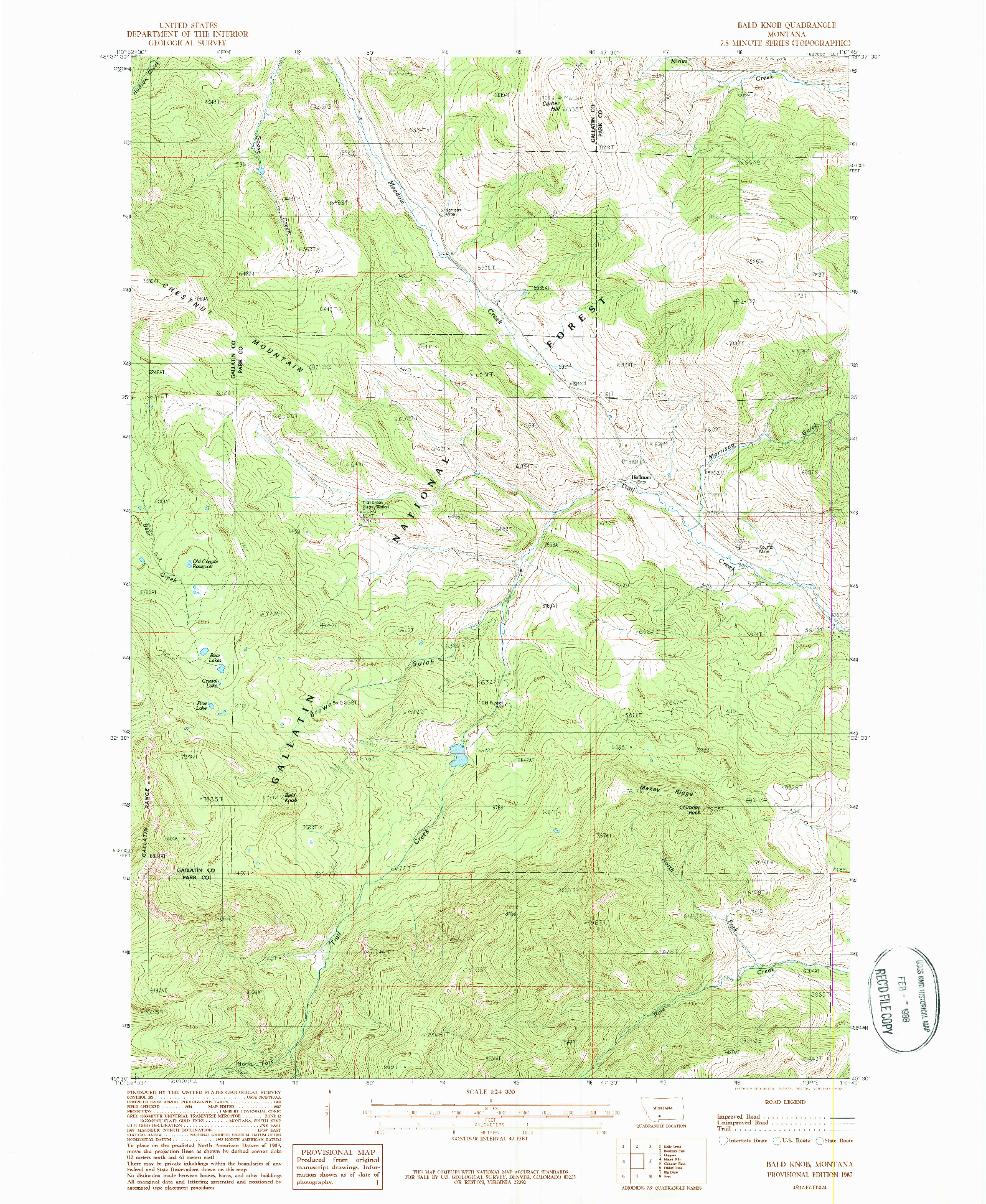 USGS 1:24000-SCALE QUADRANGLE FOR BALD KNOB, MT 1987