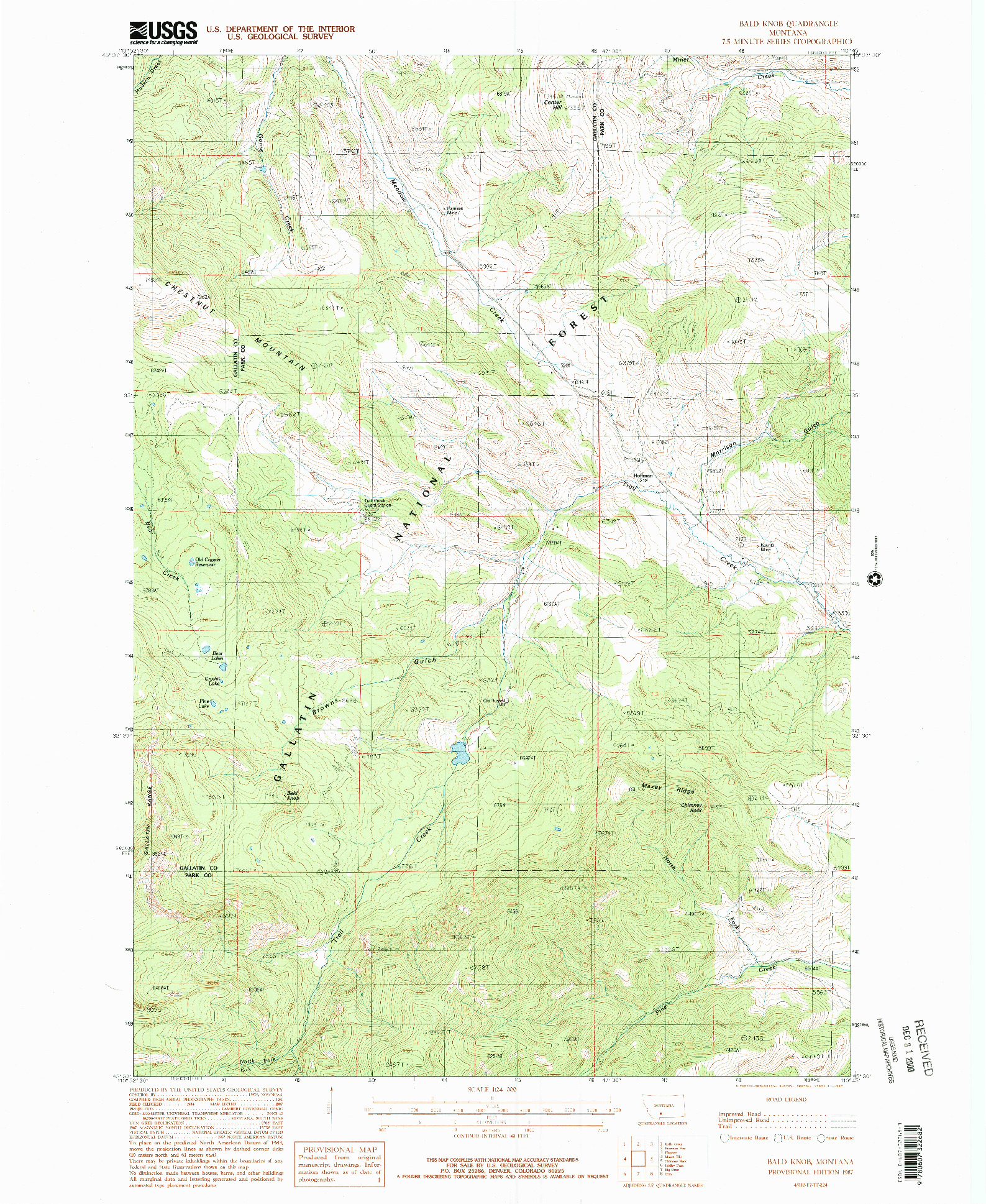 USGS 1:24000-SCALE QUADRANGLE FOR BALD KNOB, MT 1987