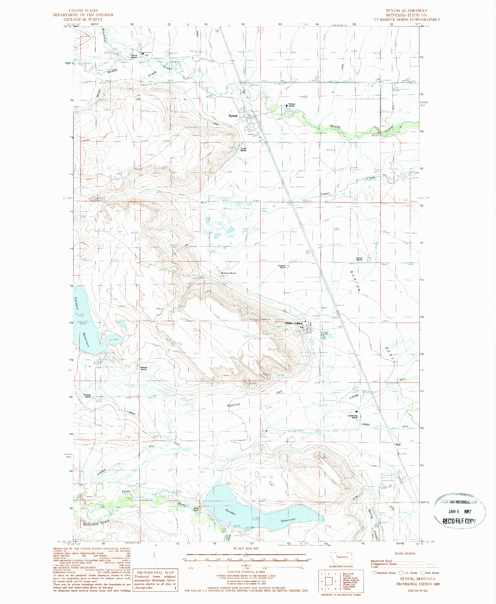 USGS 1:24000-SCALE QUADRANGLE FOR BYNUM, MT 1987