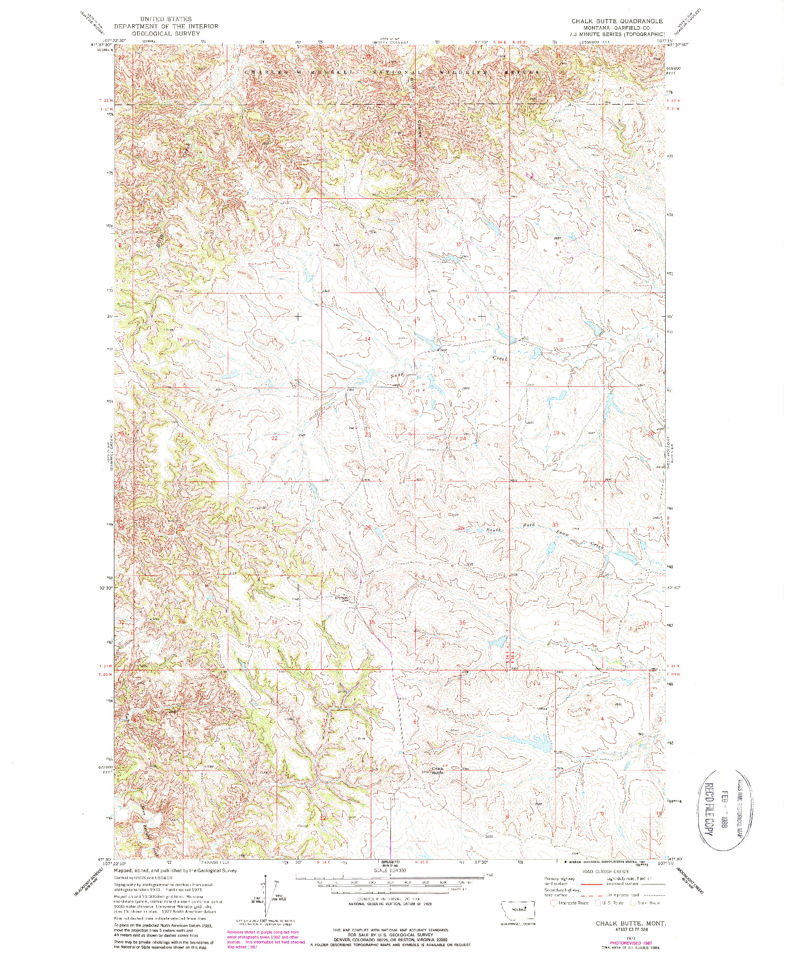 USGS 1:24000-SCALE QUADRANGLE FOR CHALK BUTTE, MT 1971