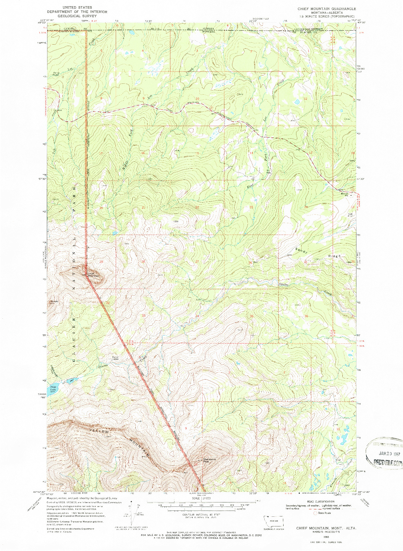 USGS 1:24000-SCALE QUADRANGLE FOR CHIEF MOUNTAIN, MT 1968