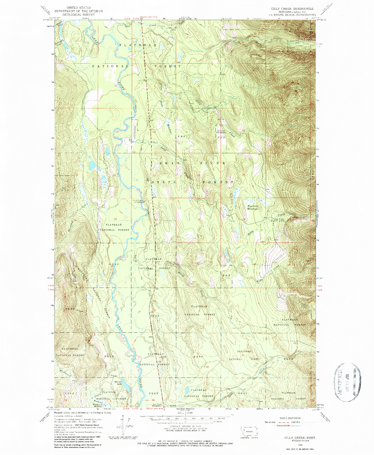 USGS 1:24000-SCALE QUADRANGLE FOR CILLY CREEK, MT 1965