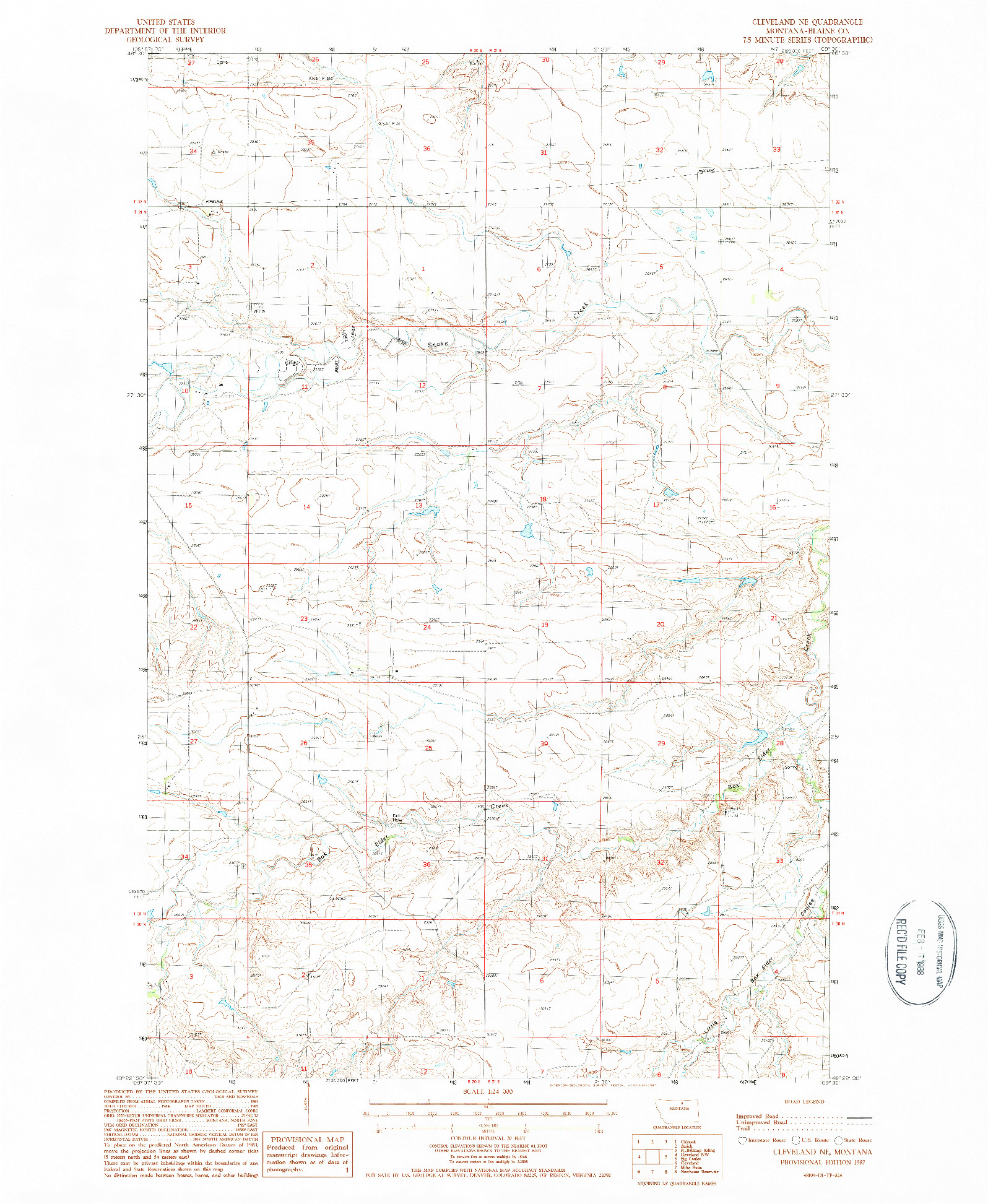 USGS 1:24000-SCALE QUADRANGLE FOR CLEVELAND NE, MT 1987