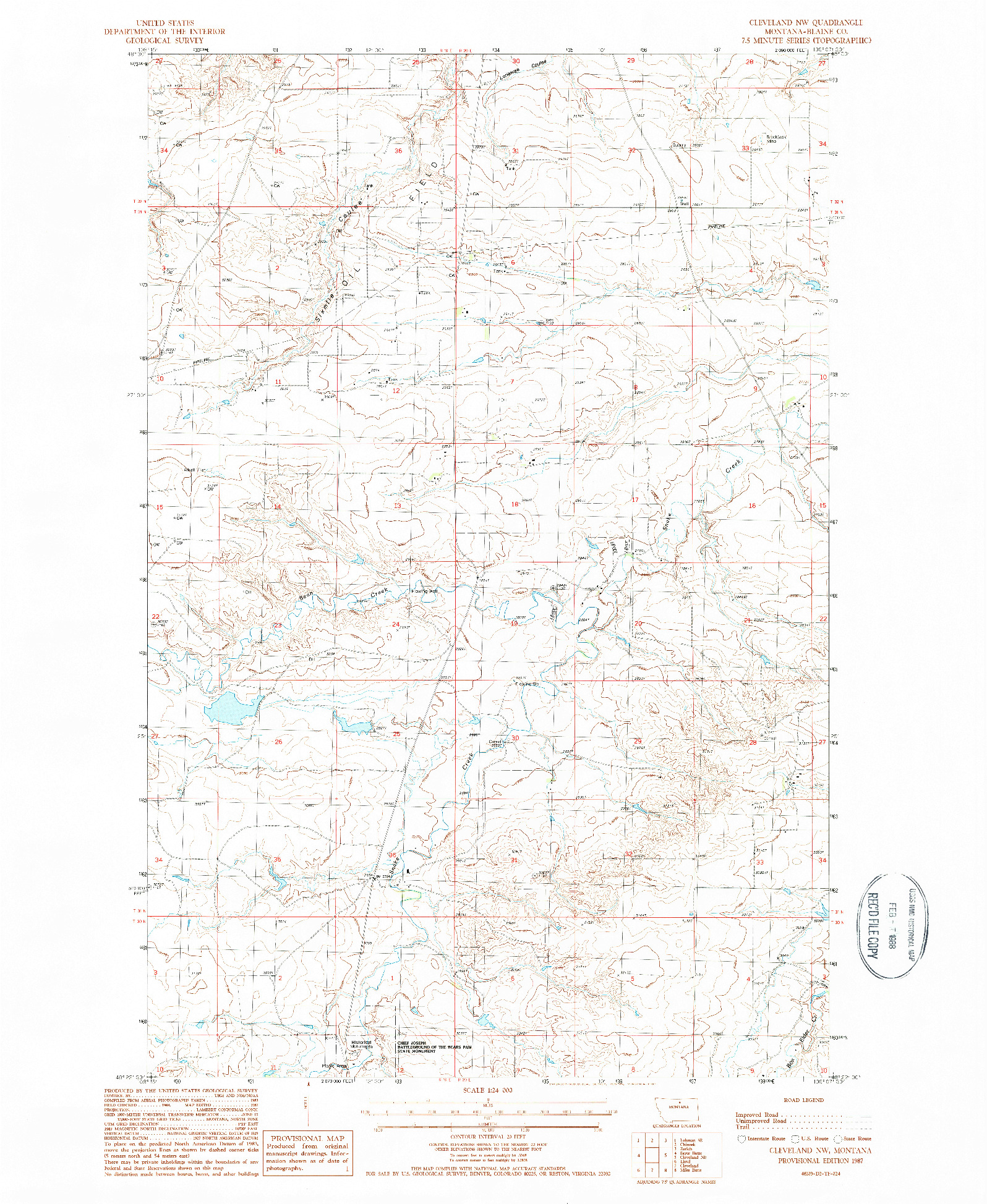USGS 1:24000-SCALE QUADRANGLE FOR CLEVELAND NW, MT 1987