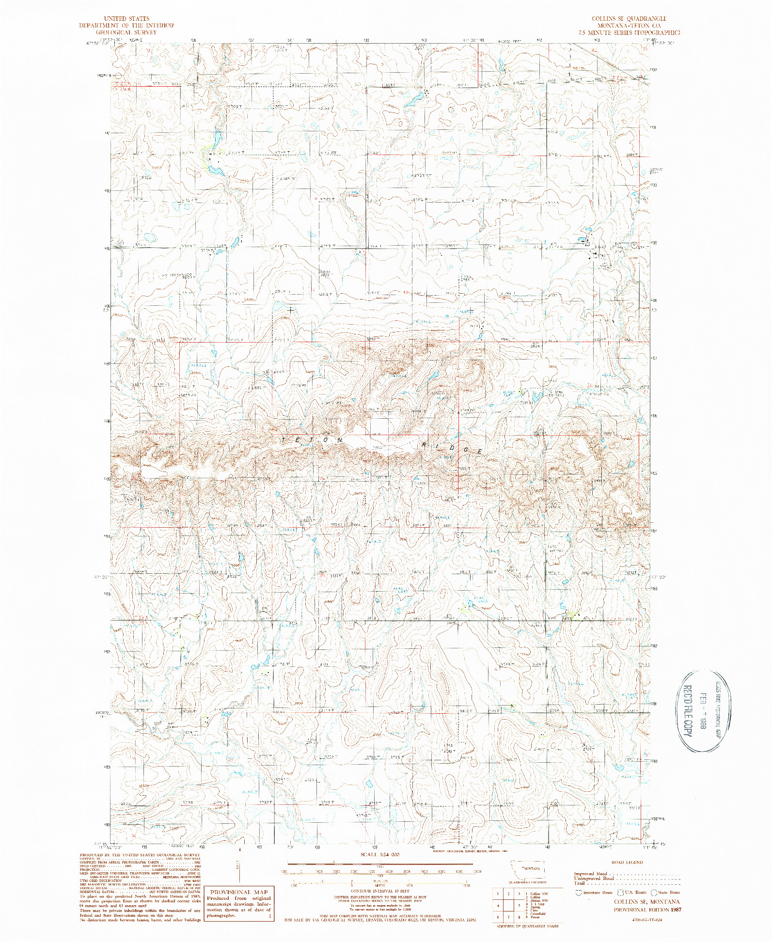 USGS 1:24000-SCALE QUADRANGLE FOR COLLINS SE, MT 1987