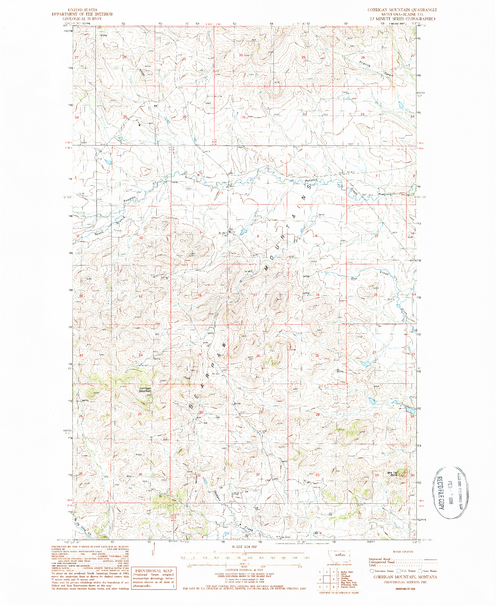 USGS 1:24000-SCALE QUADRANGLE FOR CORRIGAN MOUNTAIN, MT 1987