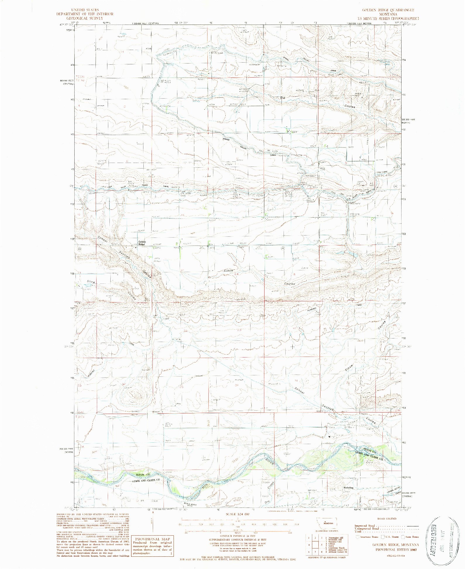 USGS 1:24000-SCALE QUADRANGLE FOR GOLDEN RIDGE, MT 1987