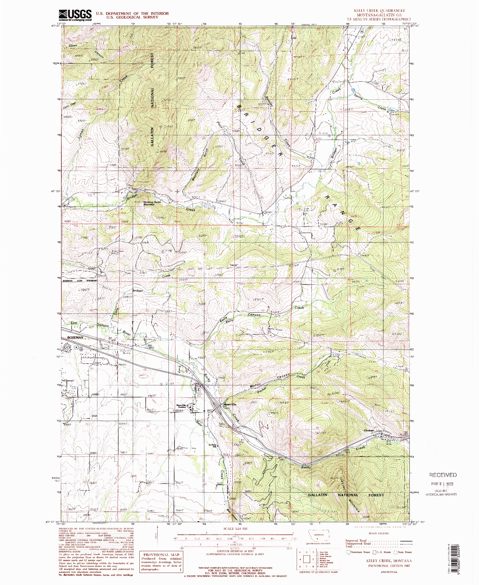 USGS 1:24000-SCALE QUADRANGLE FOR KELLY CREEK, MT 1987