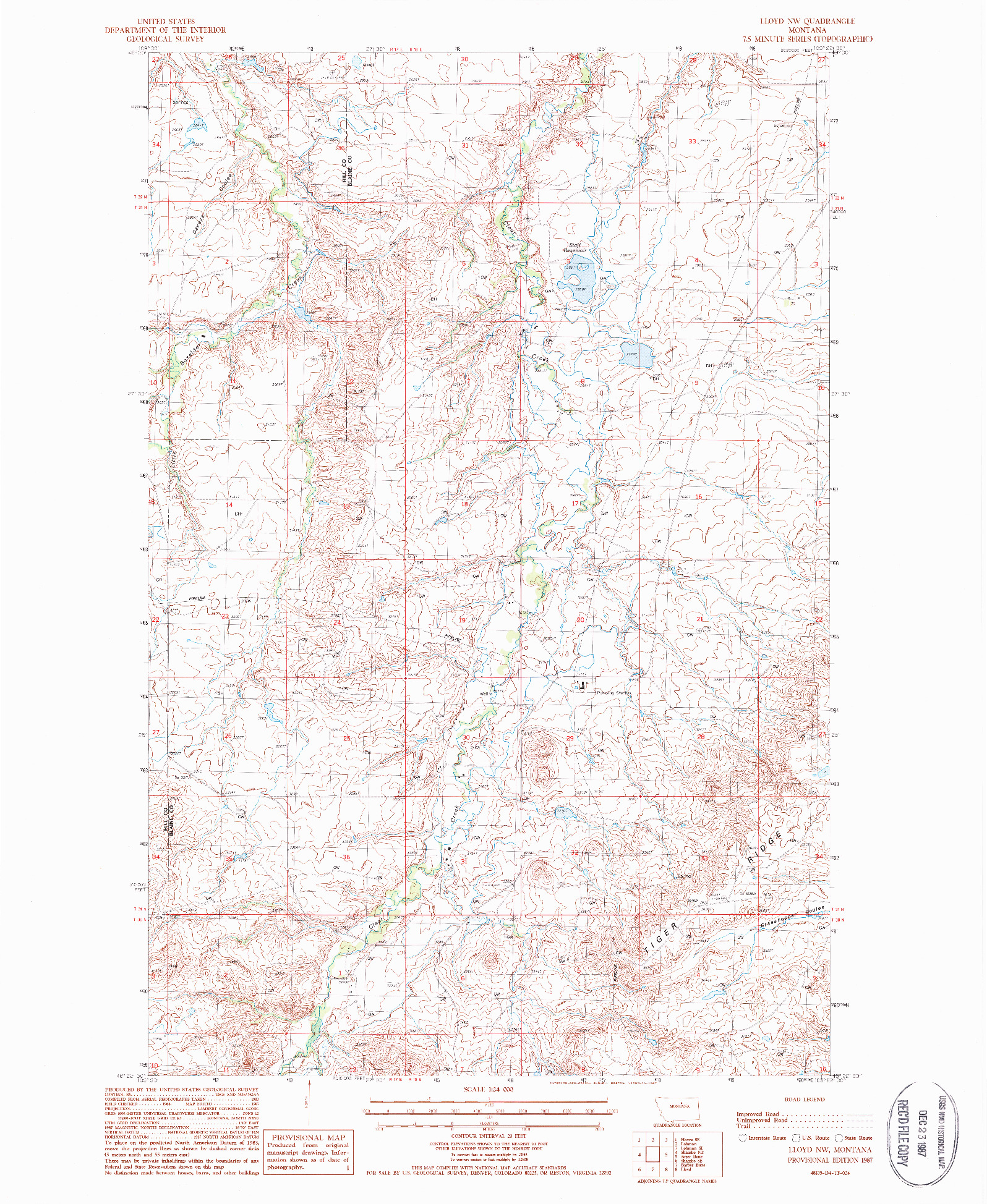 USGS 1:24000-SCALE QUADRANGLE FOR LLOYD NW, MT 1987