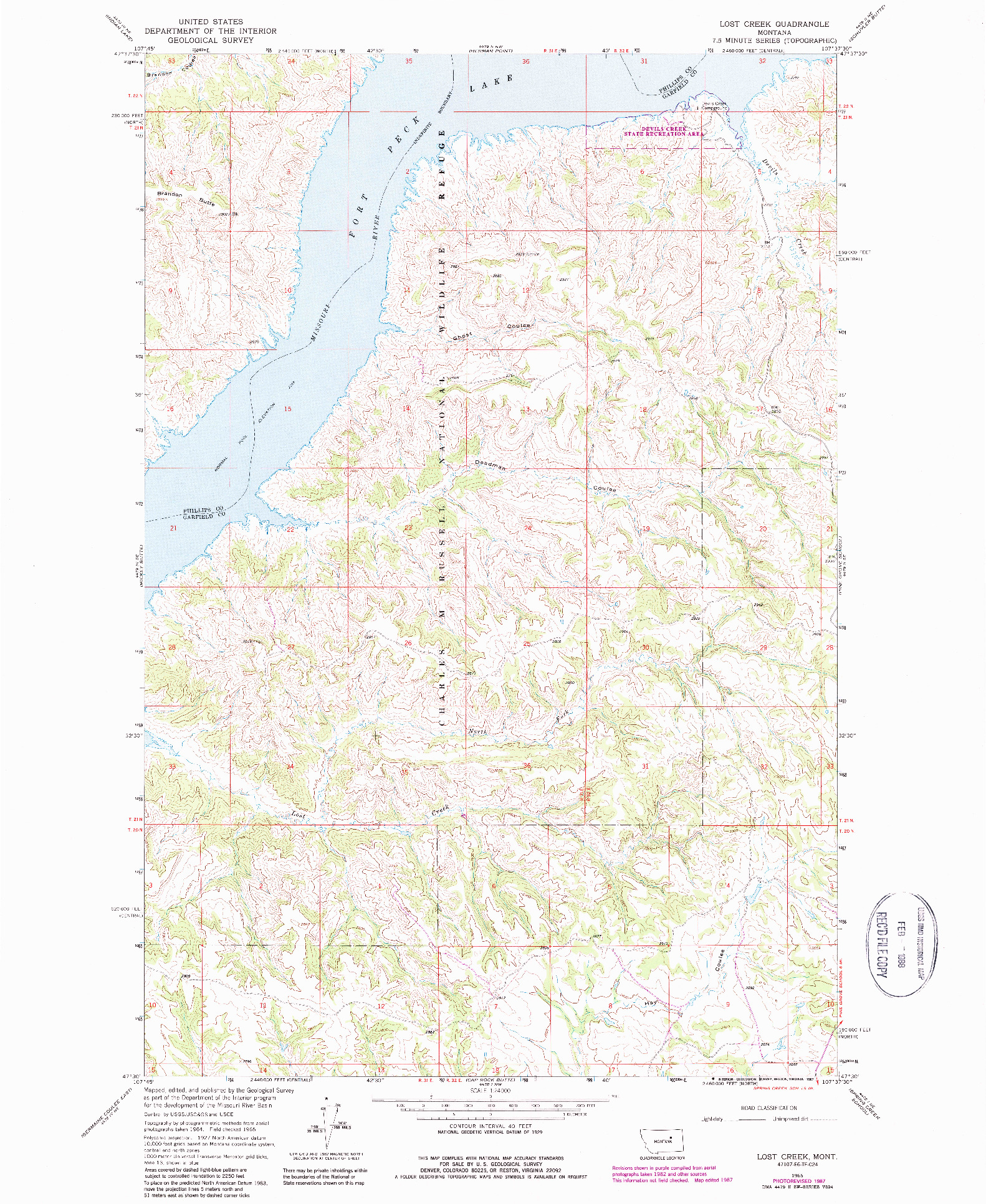 USGS 1:24000-SCALE QUADRANGLE FOR LOST CREEK, MT 1965