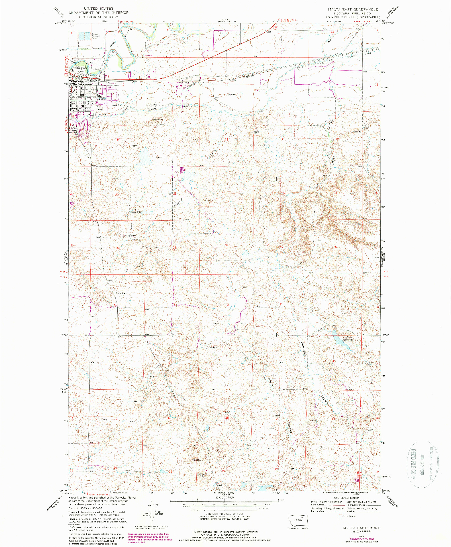 USGS 1:24000-SCALE QUADRANGLE FOR MALTA EAST, MT 1968