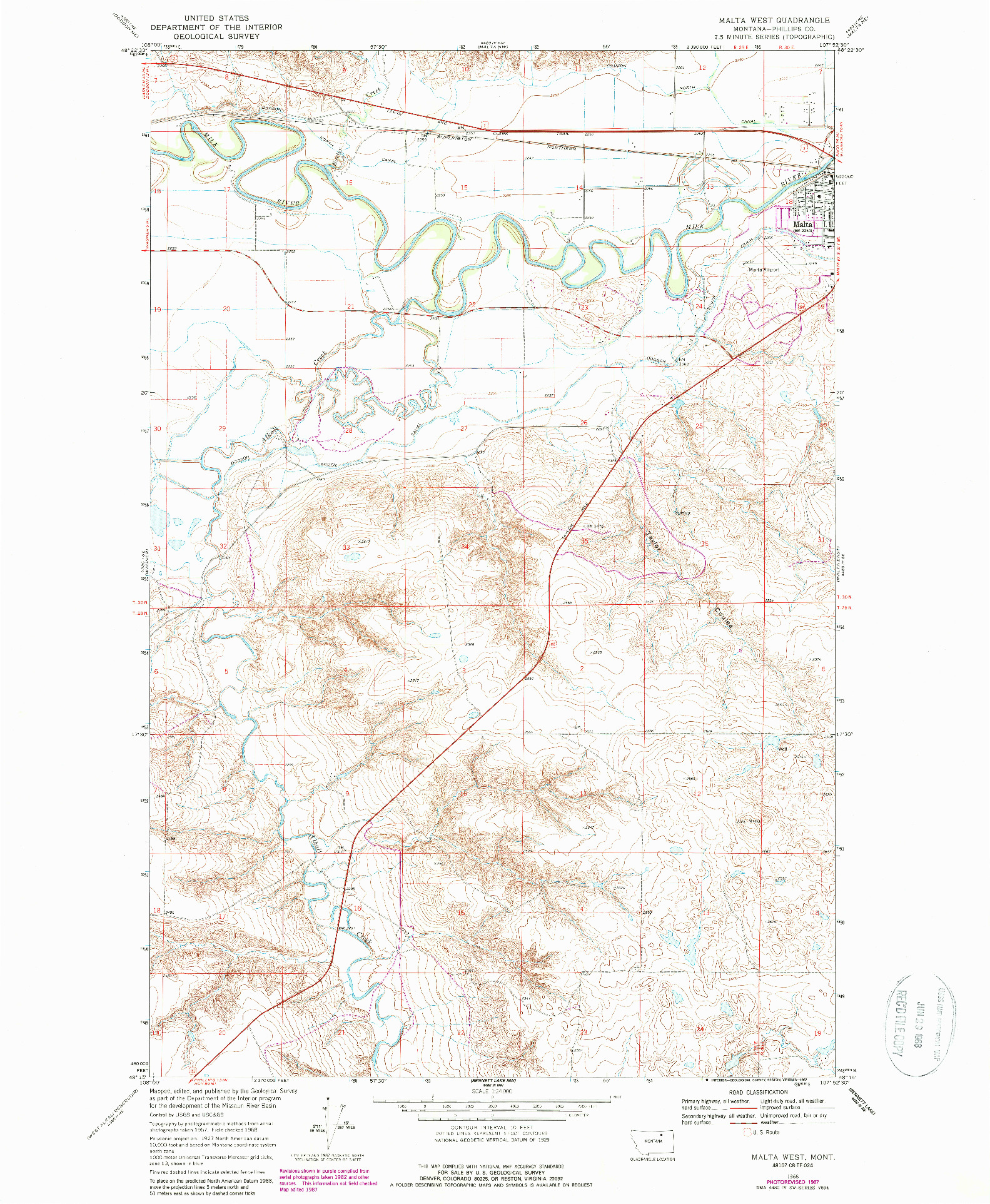 USGS 1:24000-SCALE QUADRANGLE FOR MALTA WEST, MT 1968