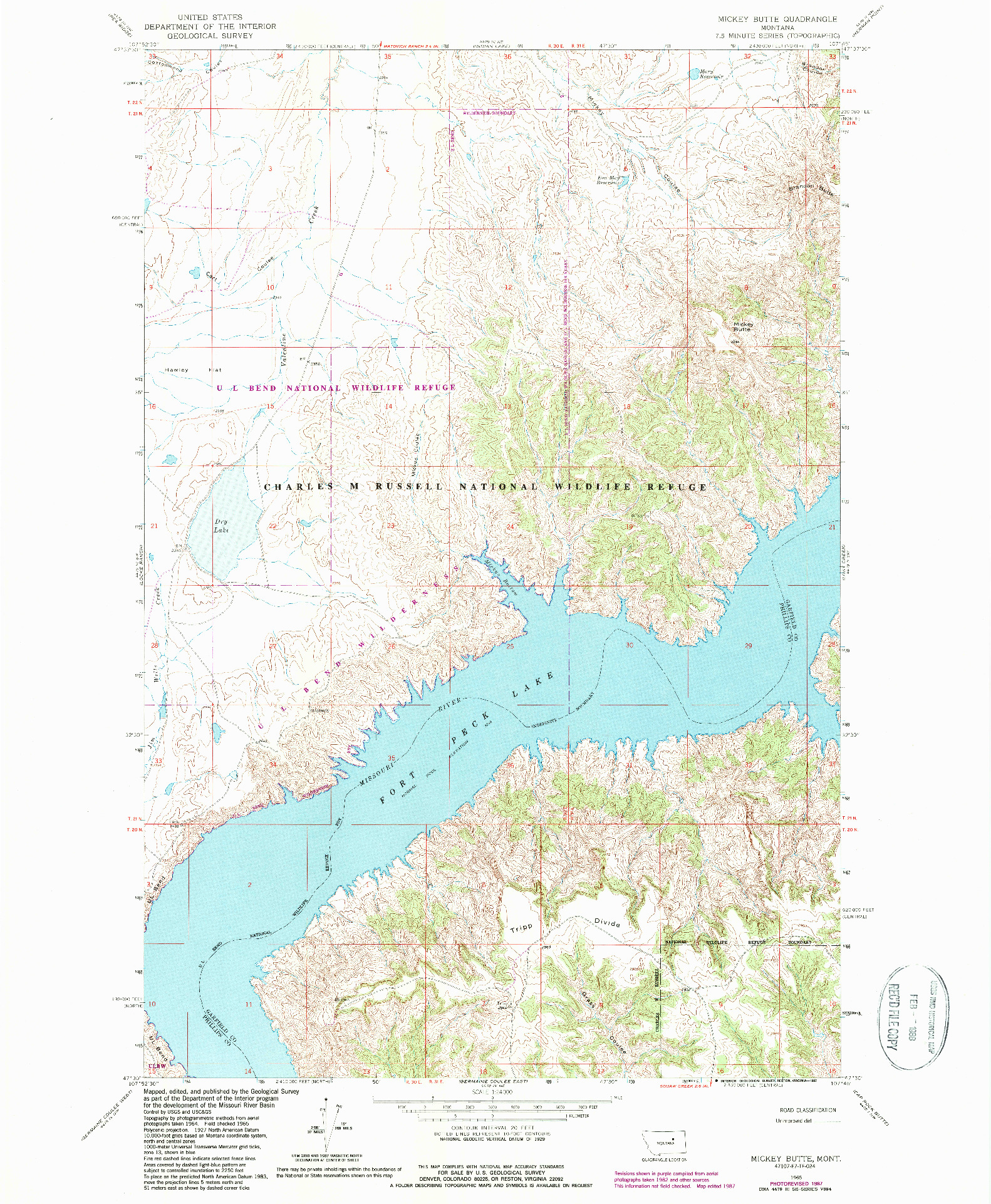 USGS 1:24000-SCALE QUADRANGLE FOR MICKEY BUTTE, MT 1965