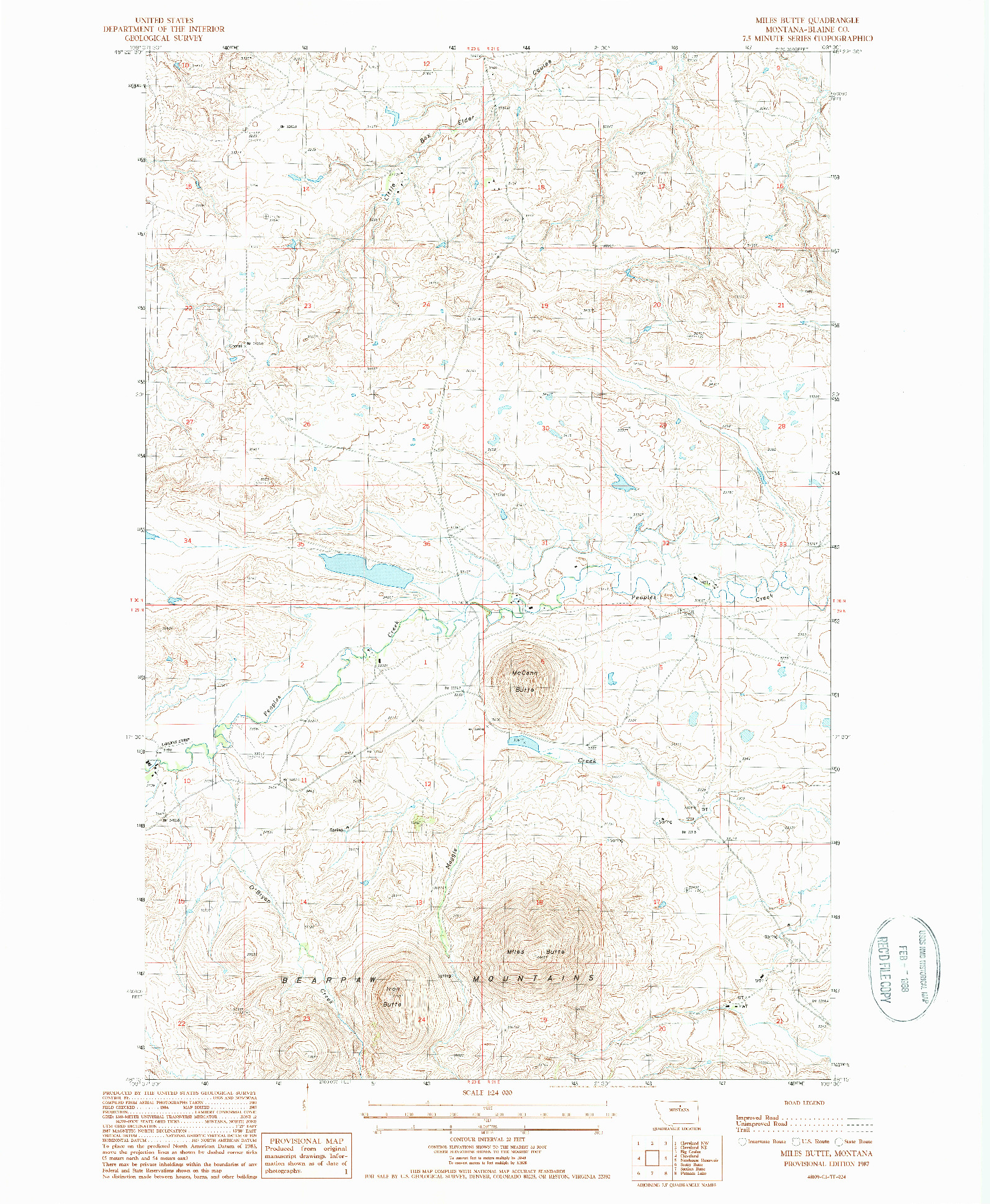 USGS 1:24000-SCALE QUADRANGLE FOR MILES BUTTE, MT 1987
