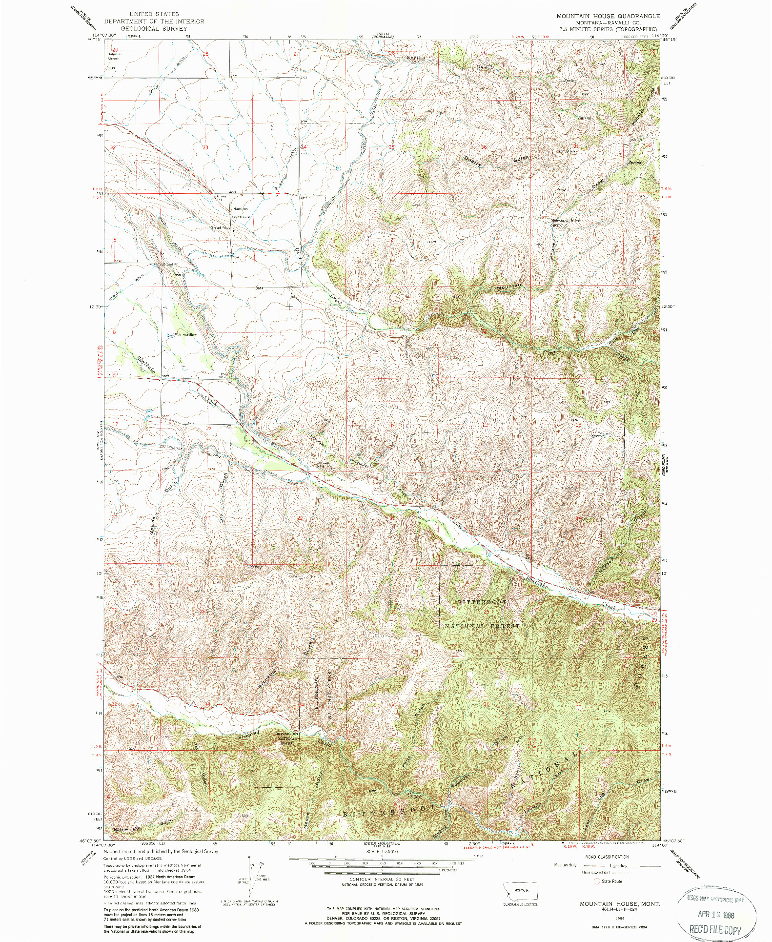 USGS 1:24000-SCALE QUADRANGLE FOR MOUNTAIN HOUSE, MT 1964