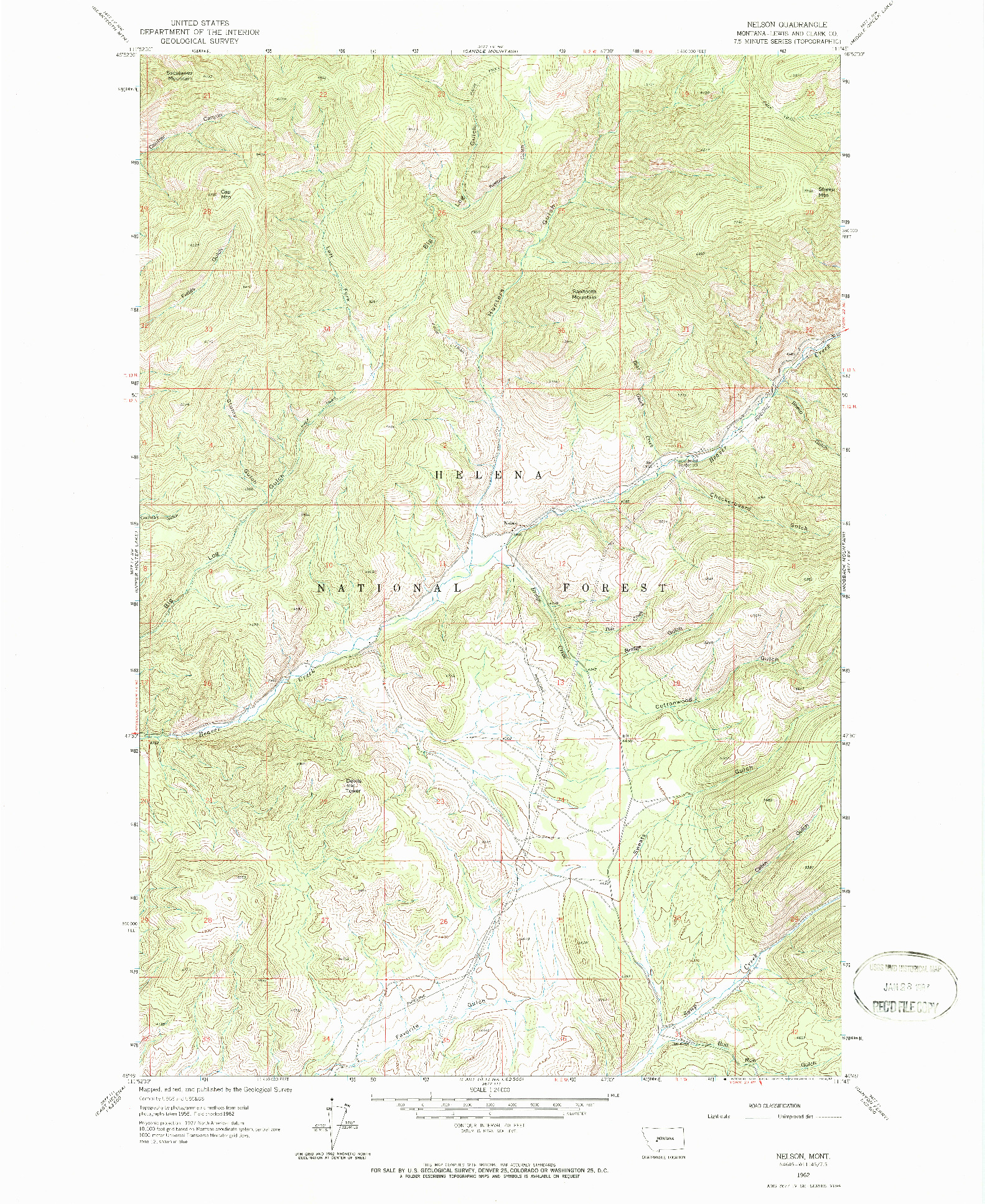 USGS 1:24000-SCALE QUADRANGLE FOR NELSON, MT 1962