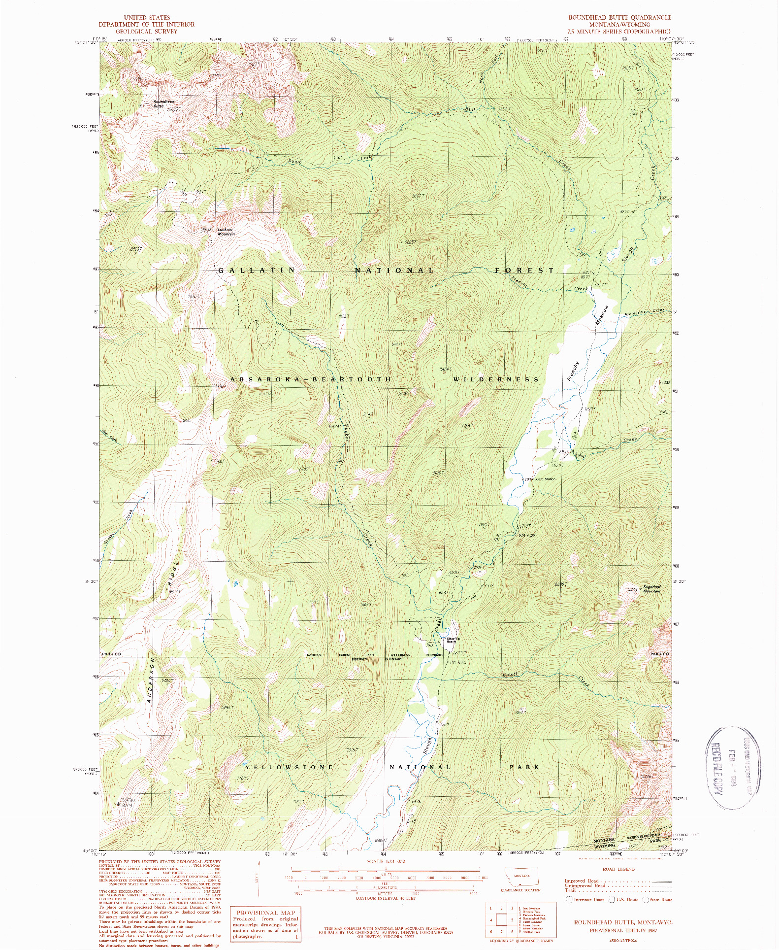 USGS 1:24000-SCALE QUADRANGLE FOR ROUNDHEAD BUTTE, MT 1987