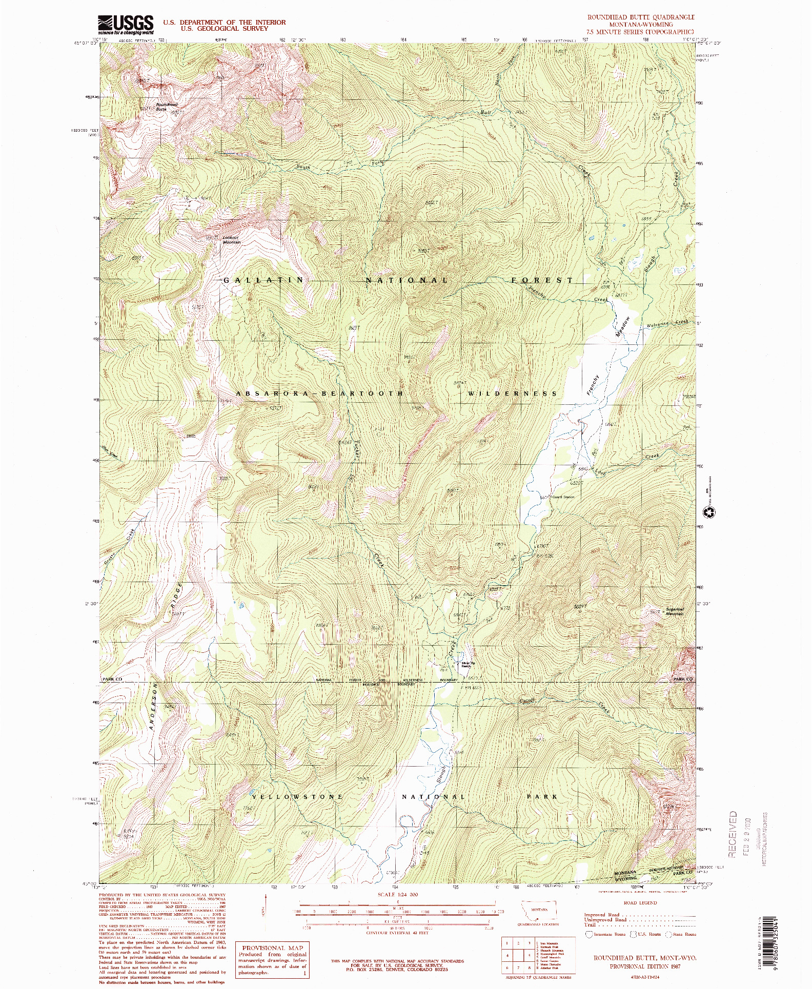 USGS 1:24000-SCALE QUADRANGLE FOR ROUNDHEAD BUTTE, MT 1987